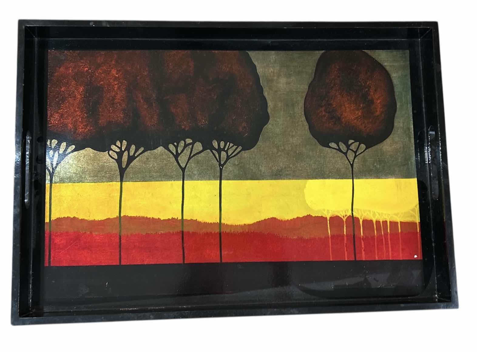 Photo 1 of PAINTED RECTANGULAR LAQUER TRAY $215. 21 1/2” x 15”