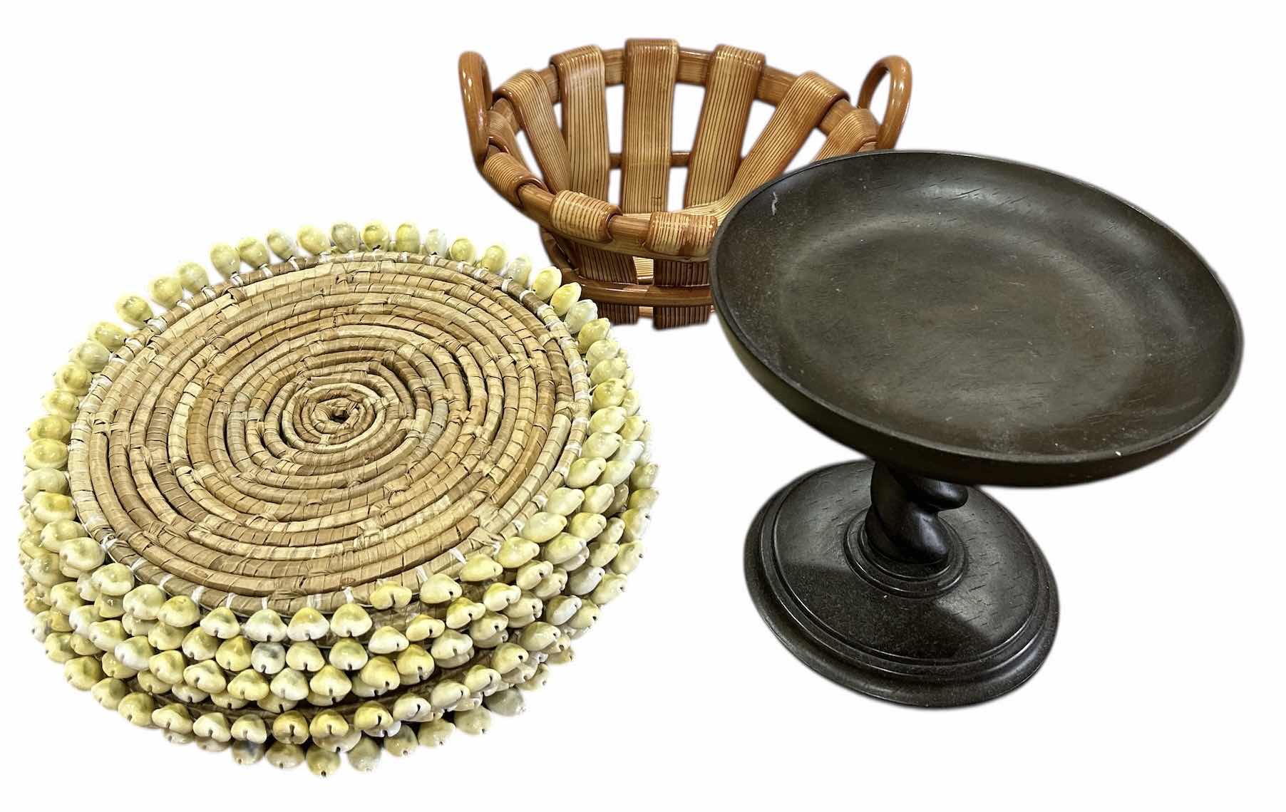 Photo 1 of CERAMIC BREAD BASKET, PEDESTAL STAND, 8 SHELL PLACEMATS