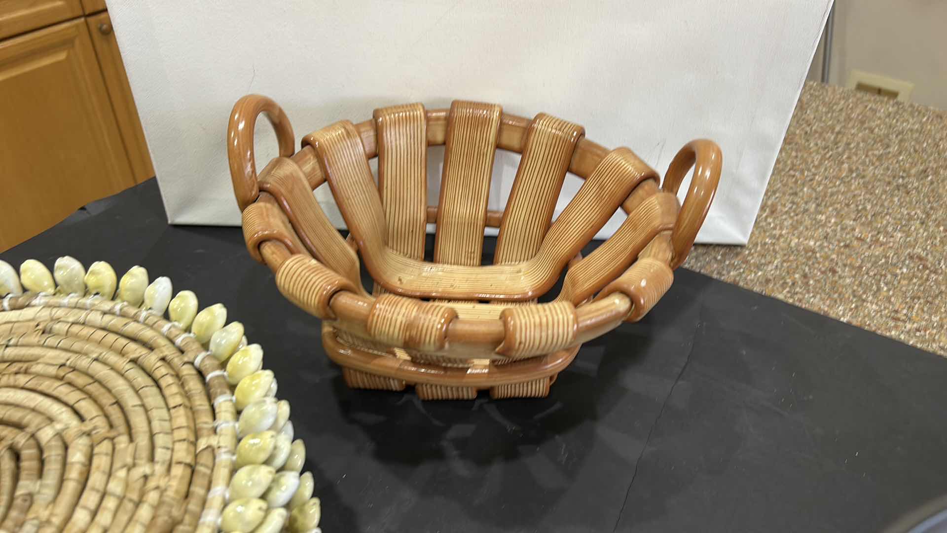 Photo 1 of CERAMIC BREAD BASKET, PEDESTAL STAND, 8 SHELL PLACEMATS