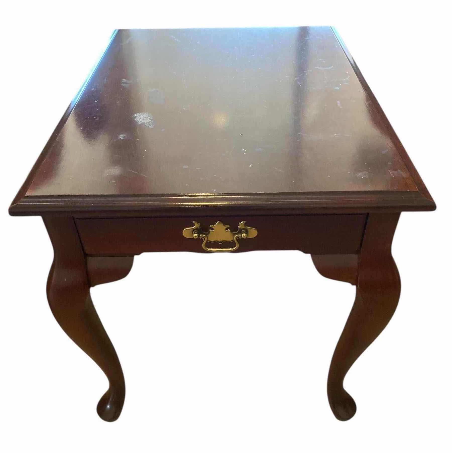 Photo 1 of QUEEN ANNE CHERRY SIDE TABLE WITH ONE DRAWER 20“ x 26“ H22”
