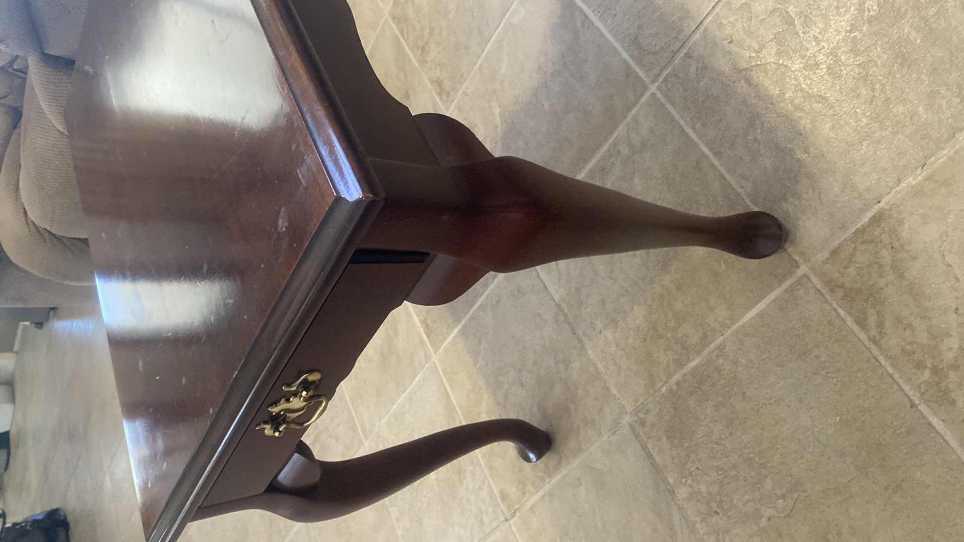 Photo 1 of QUEEN ANNE CHERRY SIDE TABLE WITH ONE DRAWER 20“ x 26“ H22”
