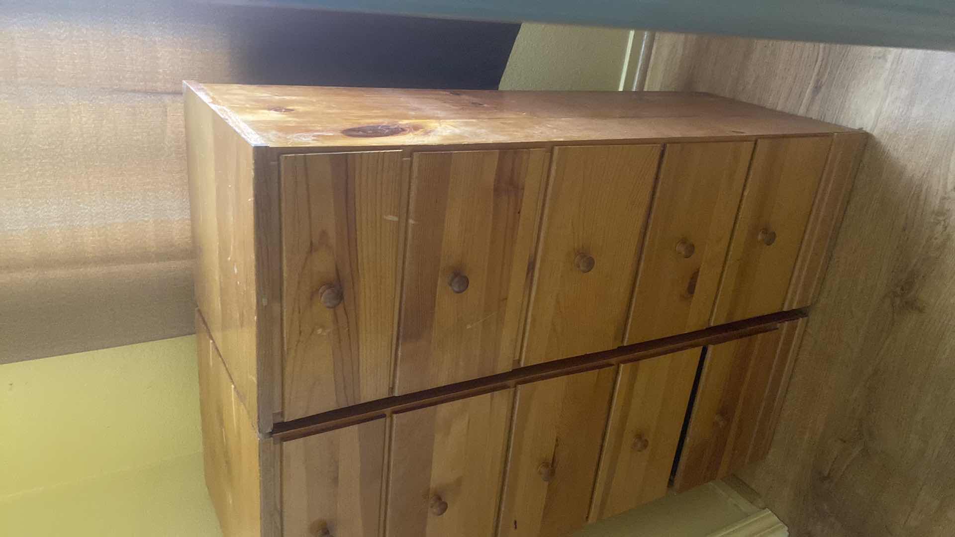 Photo 1 of TWO - 5 DRAWER WOOD CHESTS 13 1/2“ x 15“ H42”