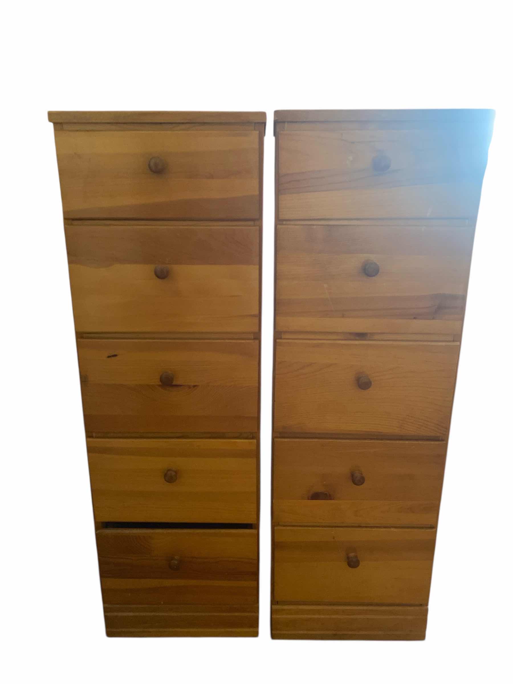 Photo 1 of TWO - 5 DRAWER WOOD CHESTS 13 1/2“ x 15“ H42”