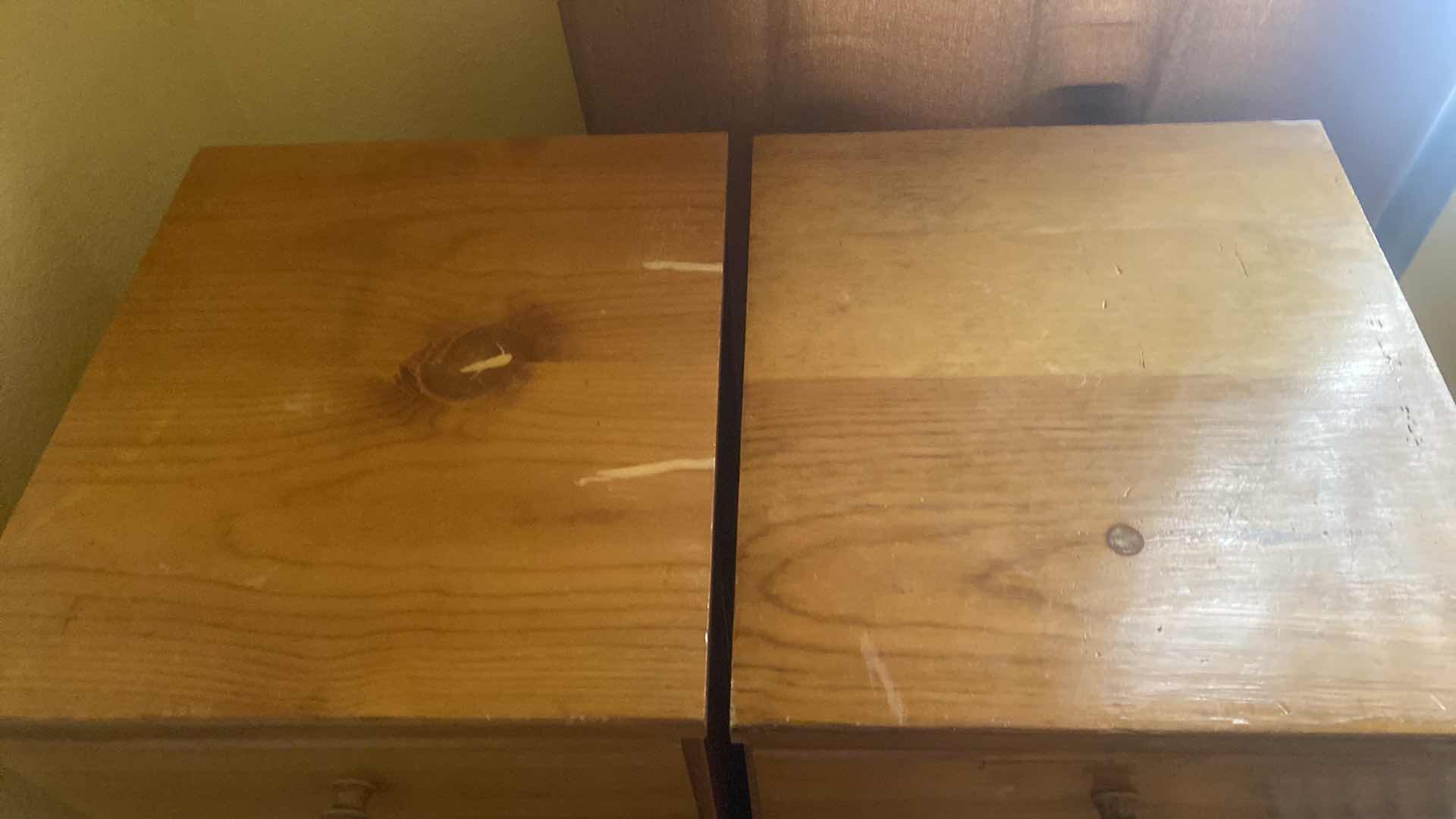 Photo 1 of TWO - 5 DRAWER WOOD CHESTS 13 1/2“ x 15“ H42”