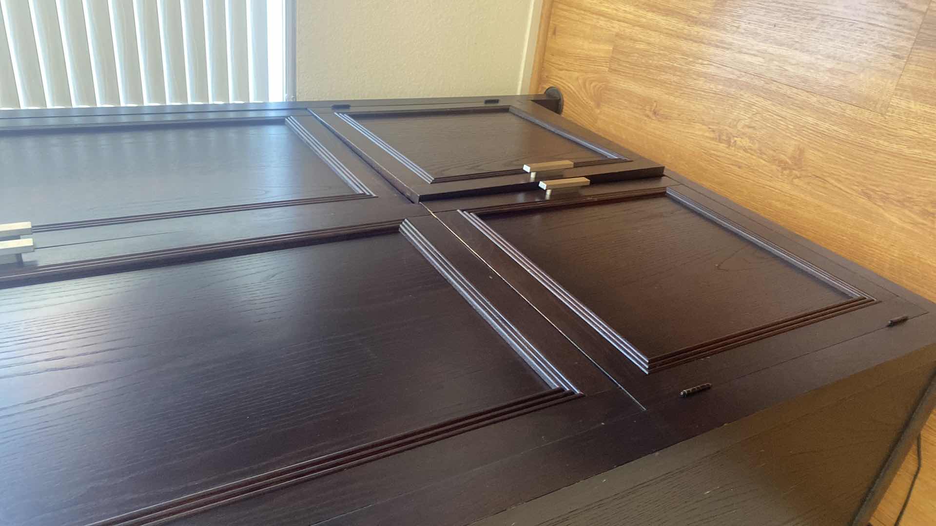 Photo 1 of WOOD ENTERTAINMENT CENTER INCLUDES VIZIO TV - ANO REMOTE - DOORS NEED ADJUSTMENT 46” x 22” H78”