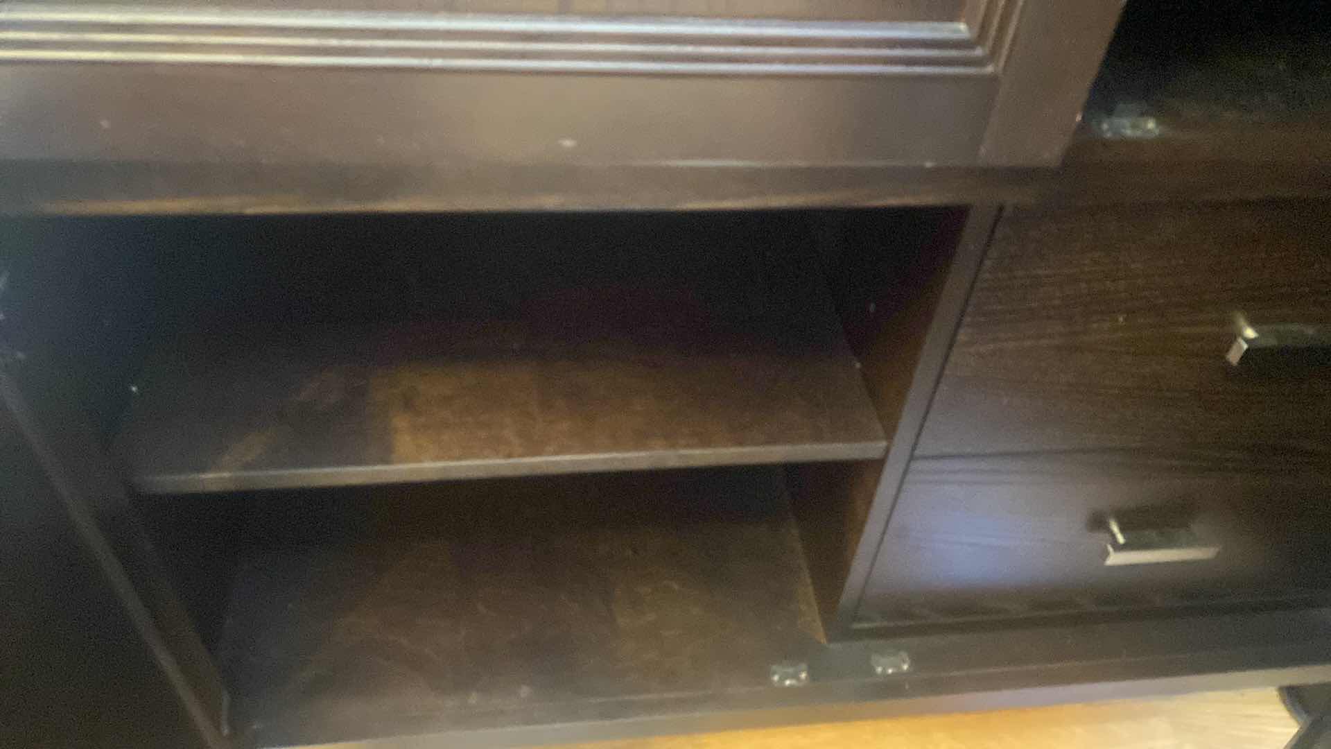 Photo 1 of WOOD ENTERTAINMENT CENTER INCLUDES VIZIO TV - ANO REMOTE - DOORS NEED ADJUSTMENT 46” x 22” H78”