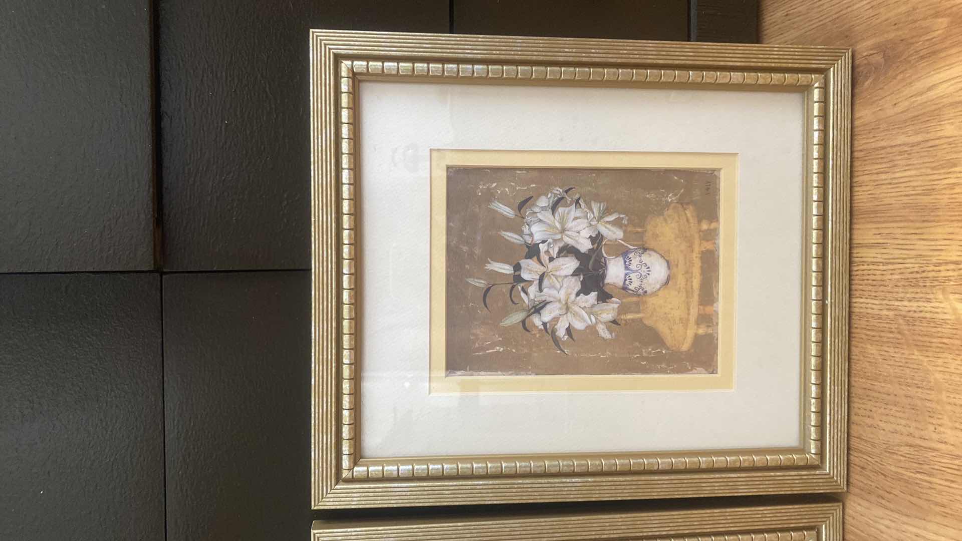 Photo 1 of 2 GOLD FRAMED FLORAL PRINTS ARTWORK 12 1/2” x 15”