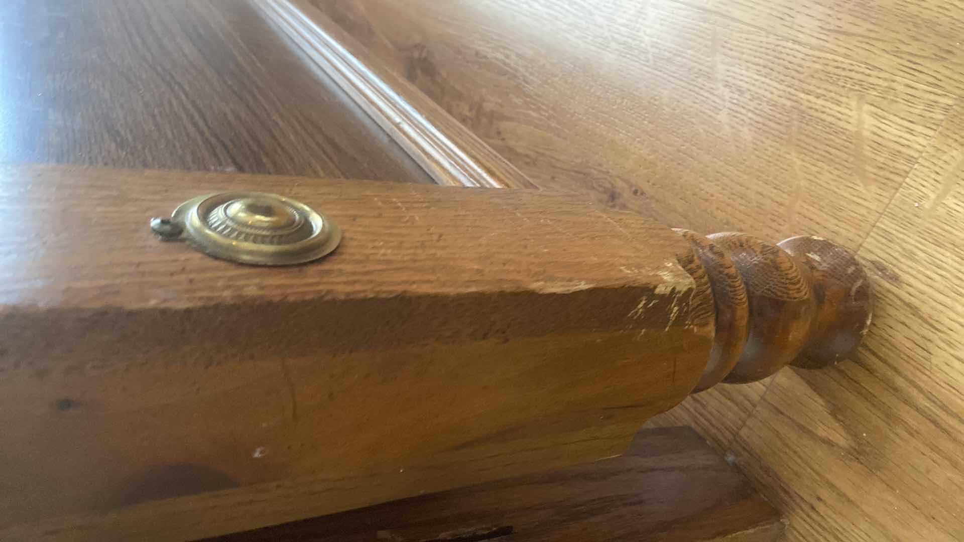 Photo 1 of BROYHILL OAK WOOD HEADBOARD & FOOTBOARD - SIDE RAILS MISSING - 64” x 49”