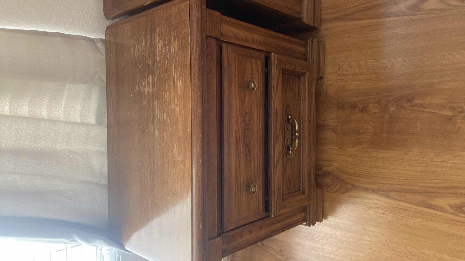 Photo 1 of BROYHILL OAK WOOD PAIR OF NIGHT STANDS 26“ x 16“ H 241/2”