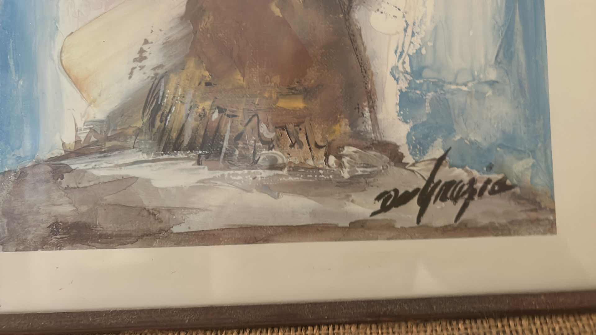 Photo 1 of FRAMED DEGRAZIA SIGNED WATERCOLOR ARTWORK 15 1/2” x 18 1/2”
