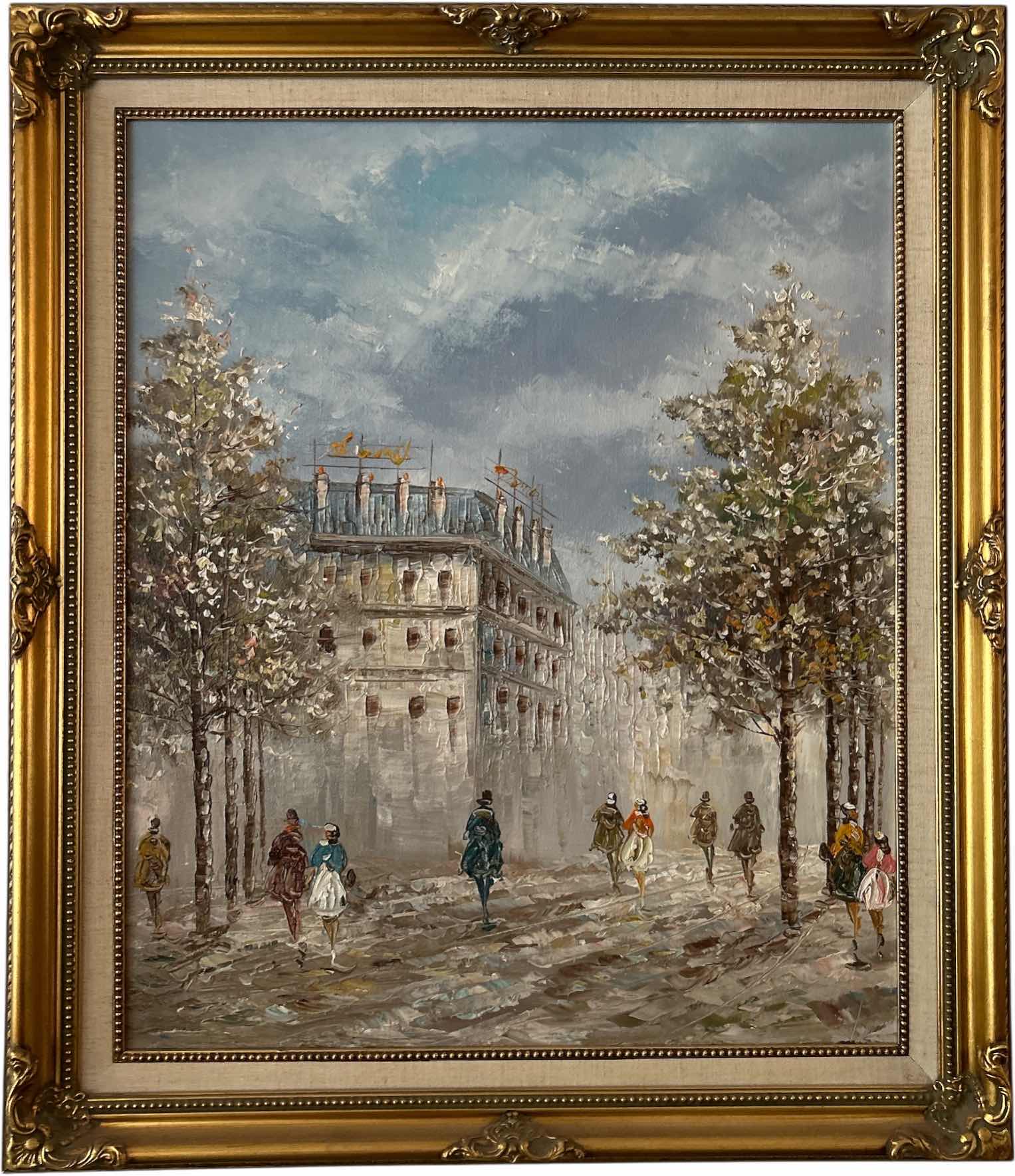 Photo 1 of VINTAGE FRAMED OIL ON CANVAS, IMPRESSIONIST PAINTING ARTWORK 25” x H29”