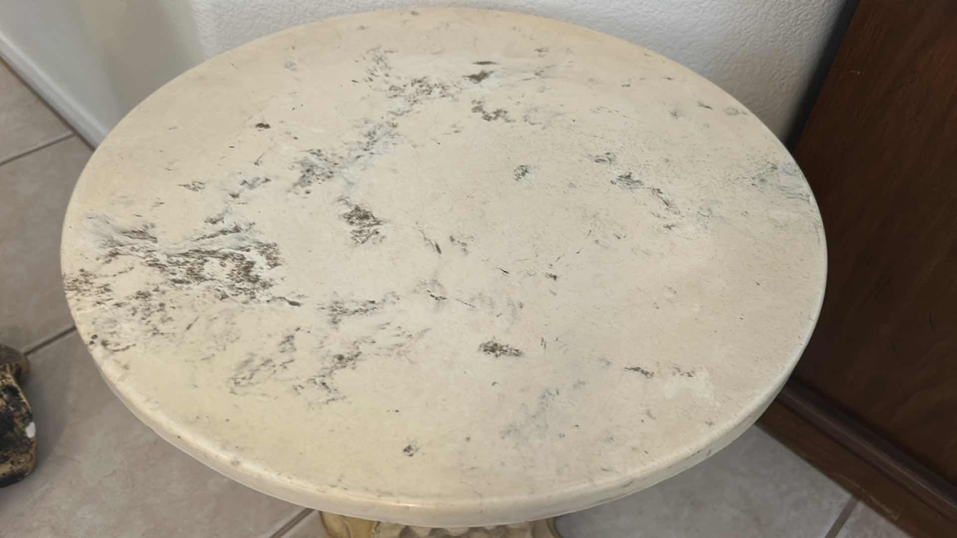 Photo 1 of SMALL VINTAGE STONE TOP TABLE 18” x H17 1/2”