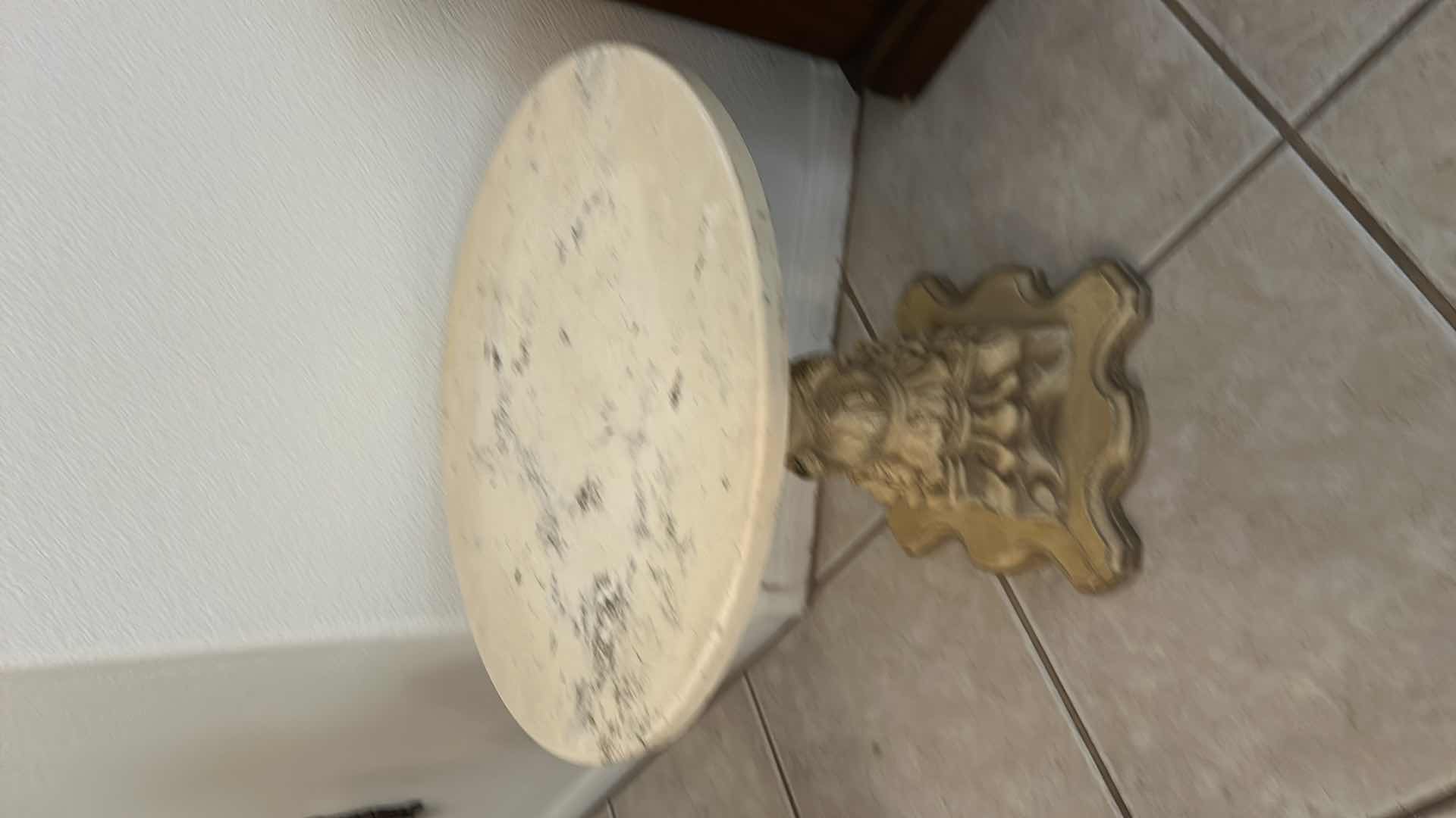 Photo 1 of SMALL VINTAGE STONE TOP TABLE 18” x H17 1/2”