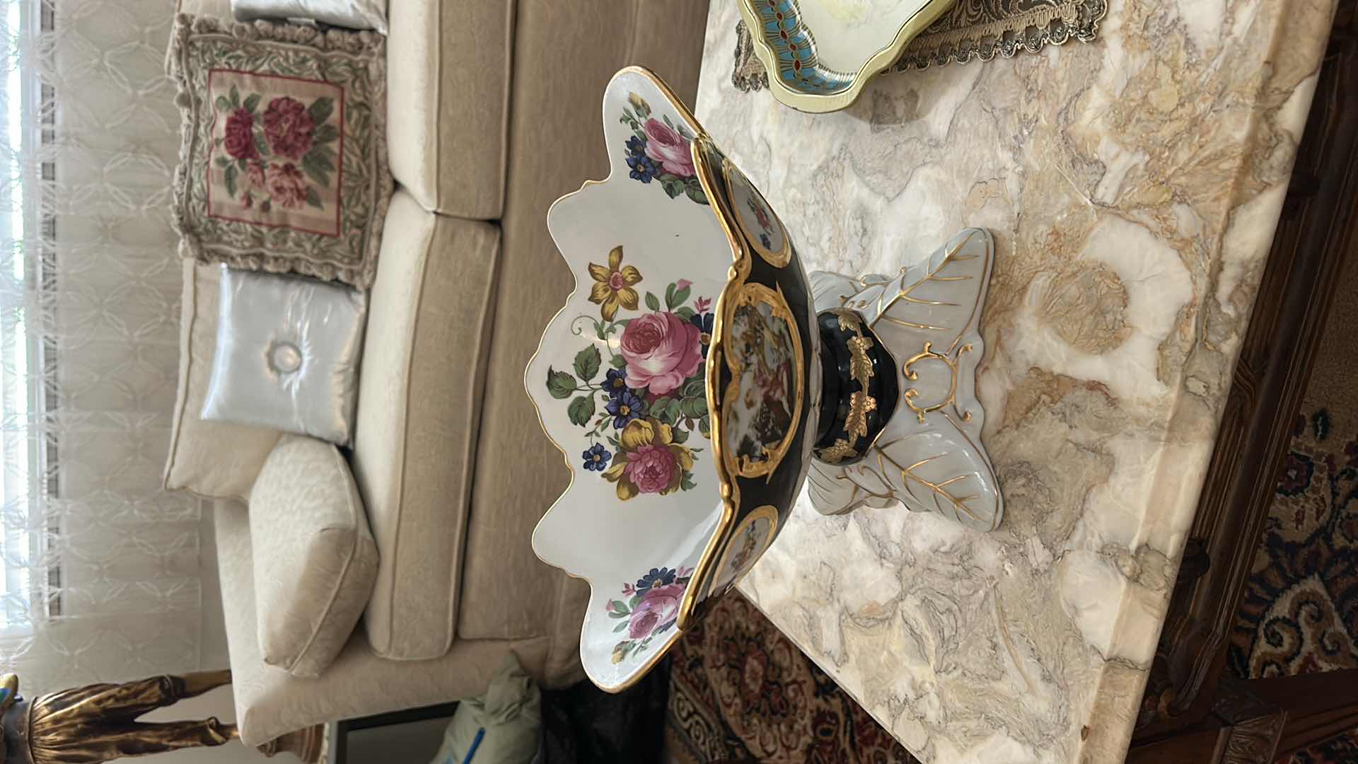 Photo 1 of VINTAGE PORCELAIN DECORATIVE BOWL 12” x 9” x H7 1/2”