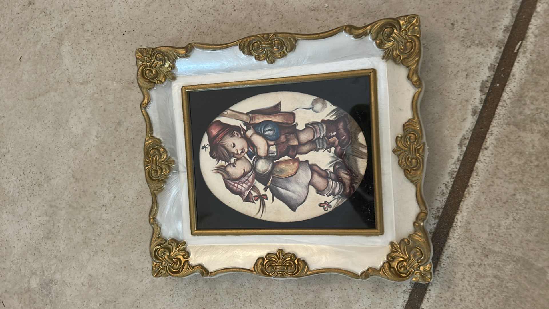 Photo 1 of 4 PC VINTAGE ARTWORK (LACQUER OR PLASTIC FRAMES- HUMMELL AND RENOIR, LARGEST 12” x H12.5”