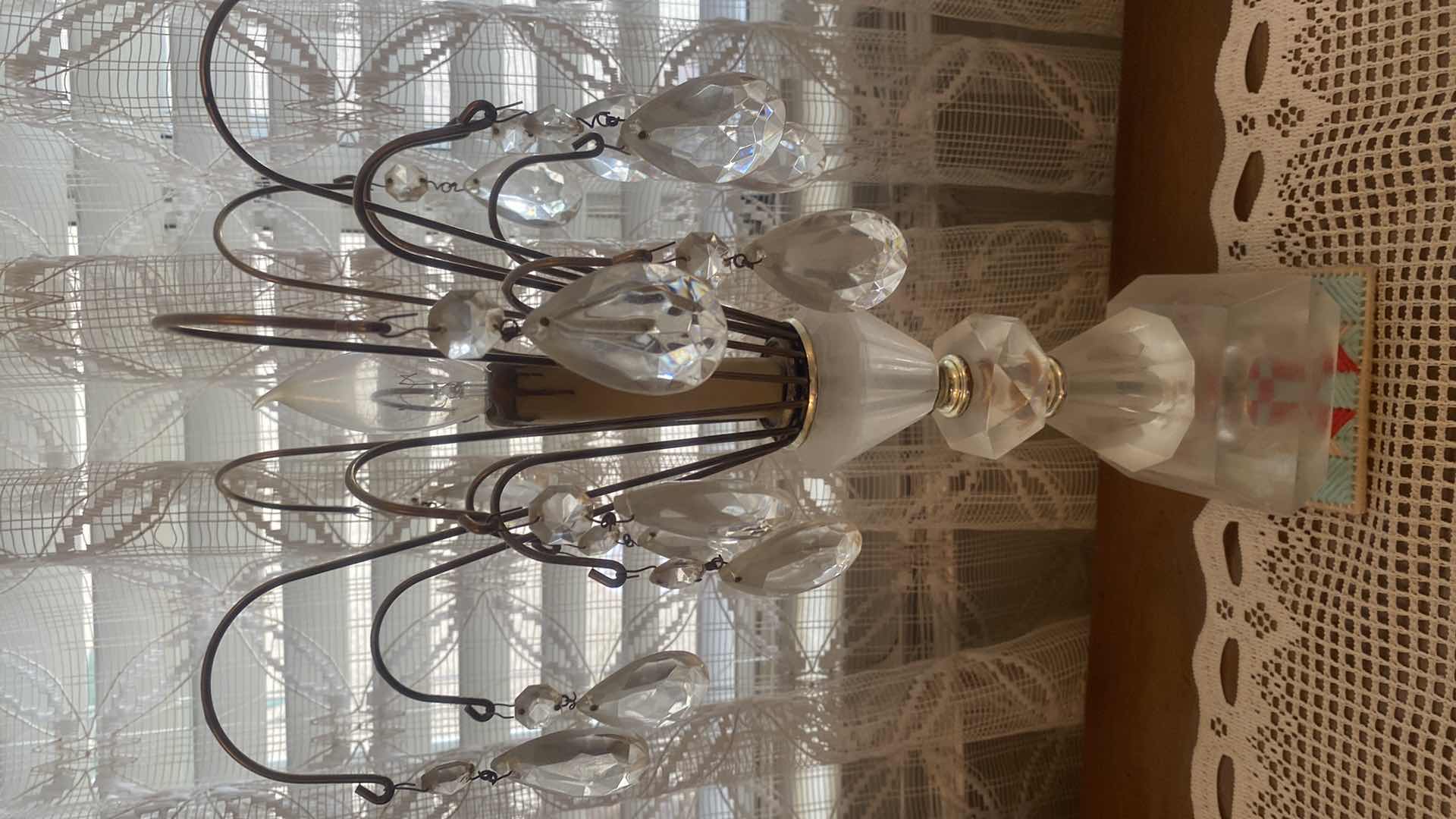 Photo 1 of PAIR OF VINTAGE CRYSTAL LAMPS H17”