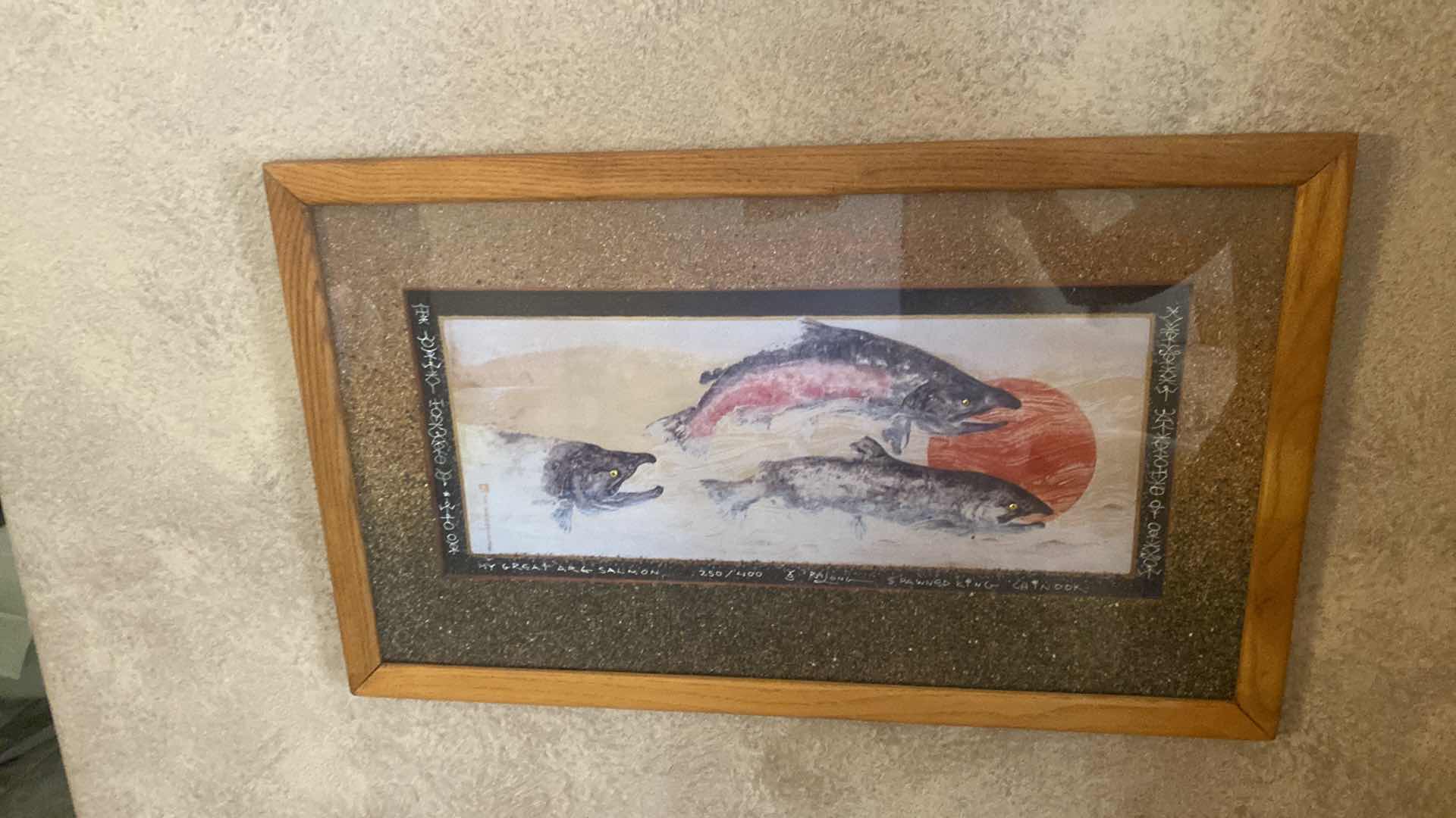 Photo 1 of WOOD FRAMED FISH PRINT ARTWORK 13” x 21”