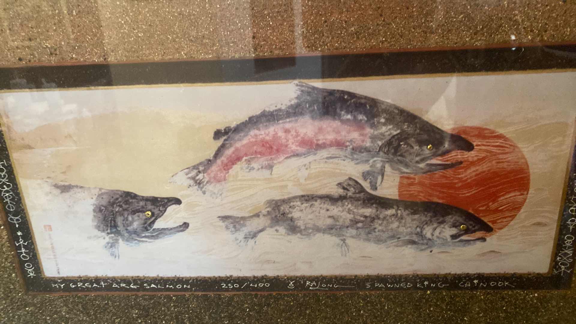 Photo 1 of WOOD FRAMED FISH PRINT ARTWORK 13” x 21”