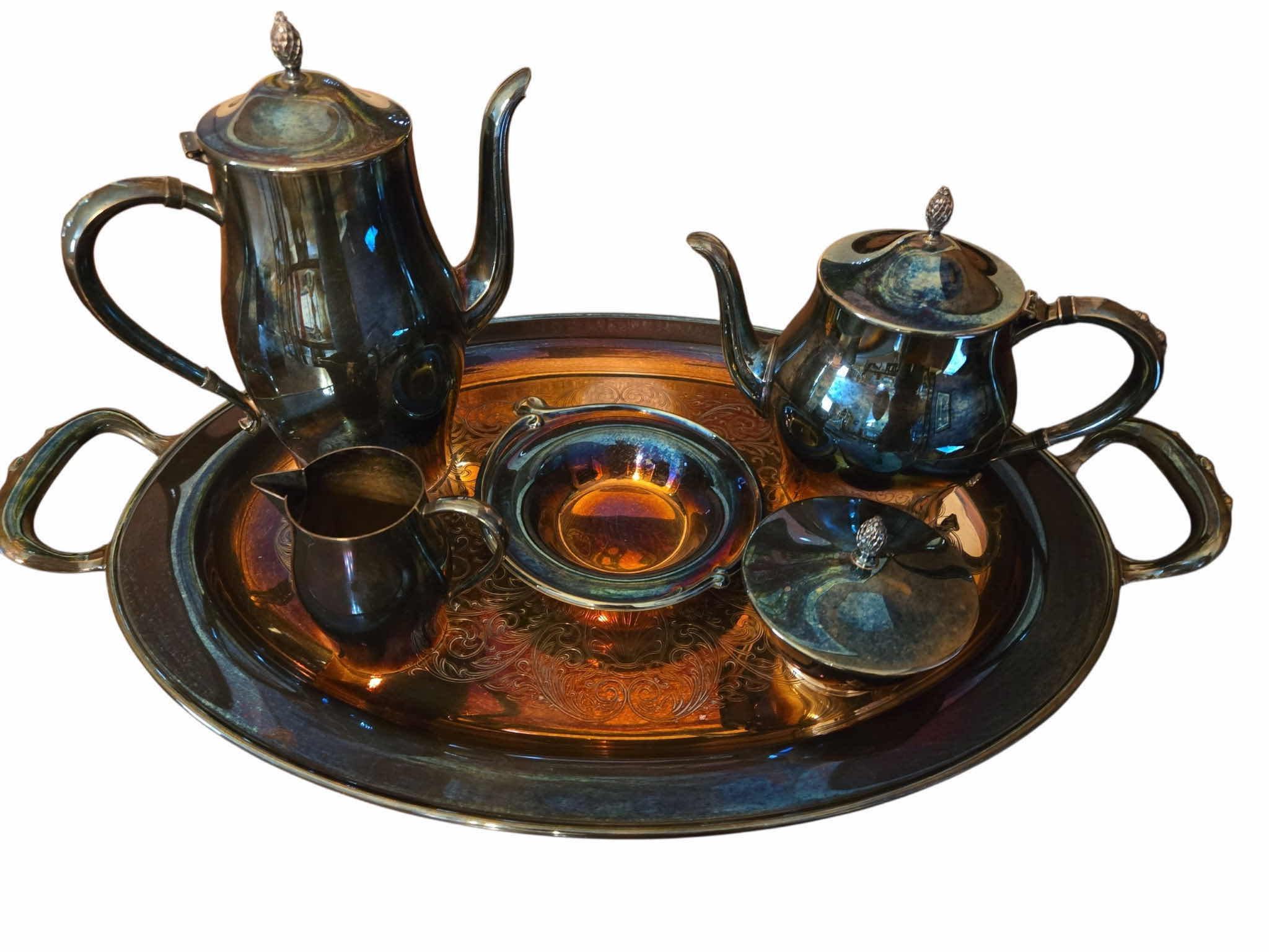 Photo 1 of ONEIDA SILVER SMITHS SILVER PLATE HOT BEVERAGE SET