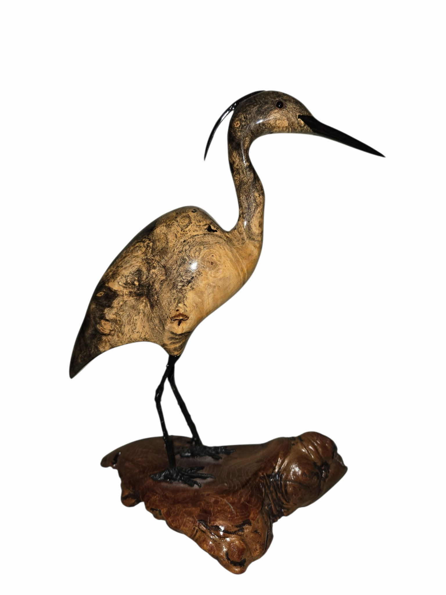 Photo 1 of CARVED WOOD GREAT BLUE HERON ON MANZANITA H8 1/2”