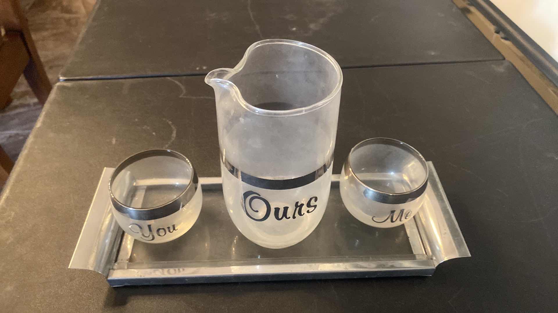 Photo 1 of BEVERAGE GLASSES PITCHER & TRAY SET