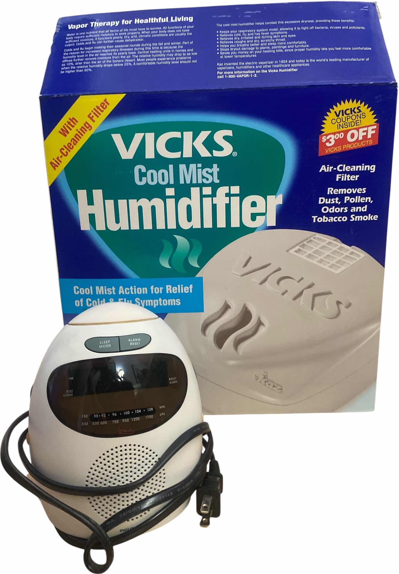 Photo 1 of VICKS HUMIDIFIER & PHILLIPS ALARM CLOCK