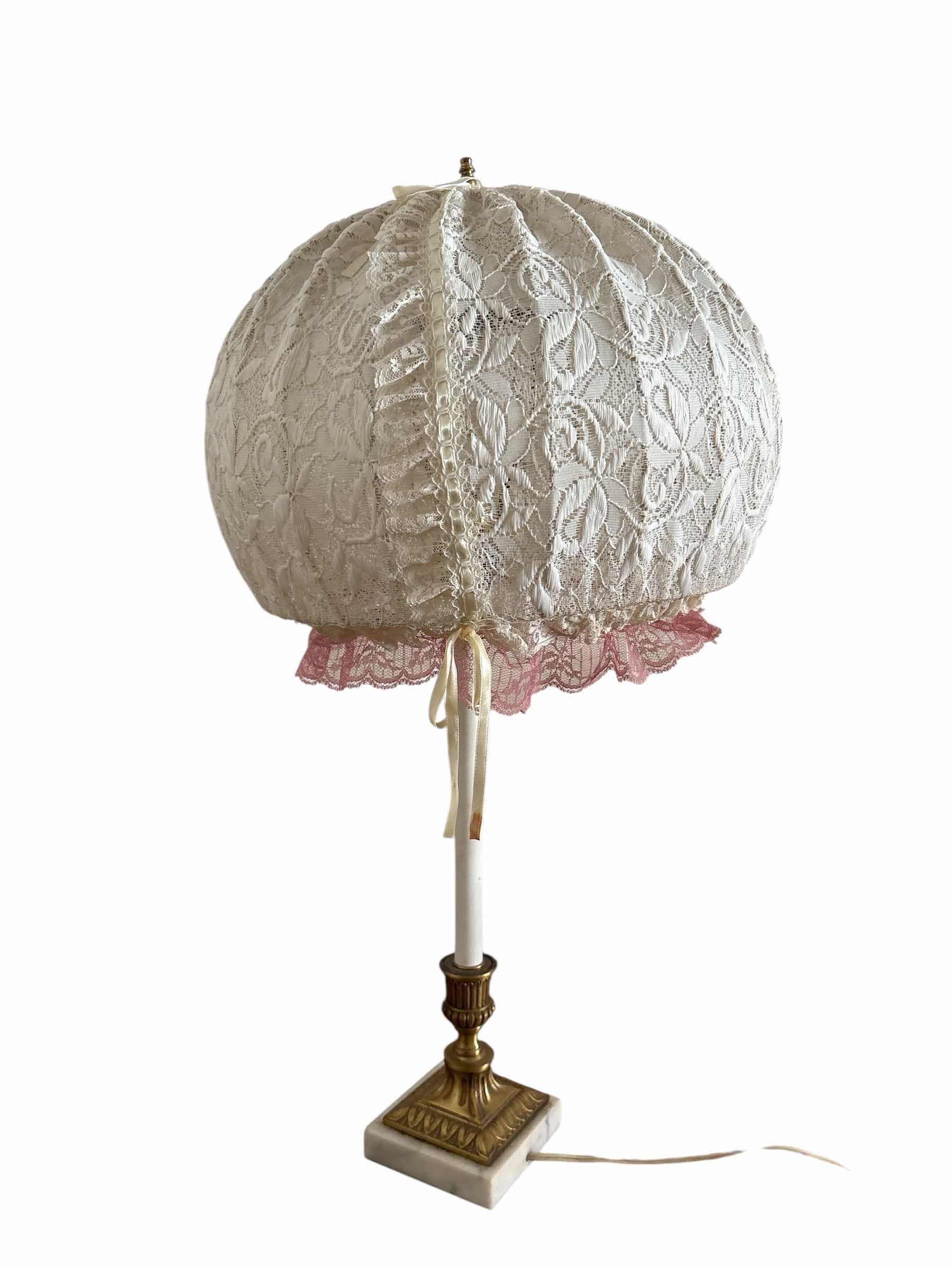 Photo 1 of VINTAGE LACE DOILY LAMP 15” x 26”