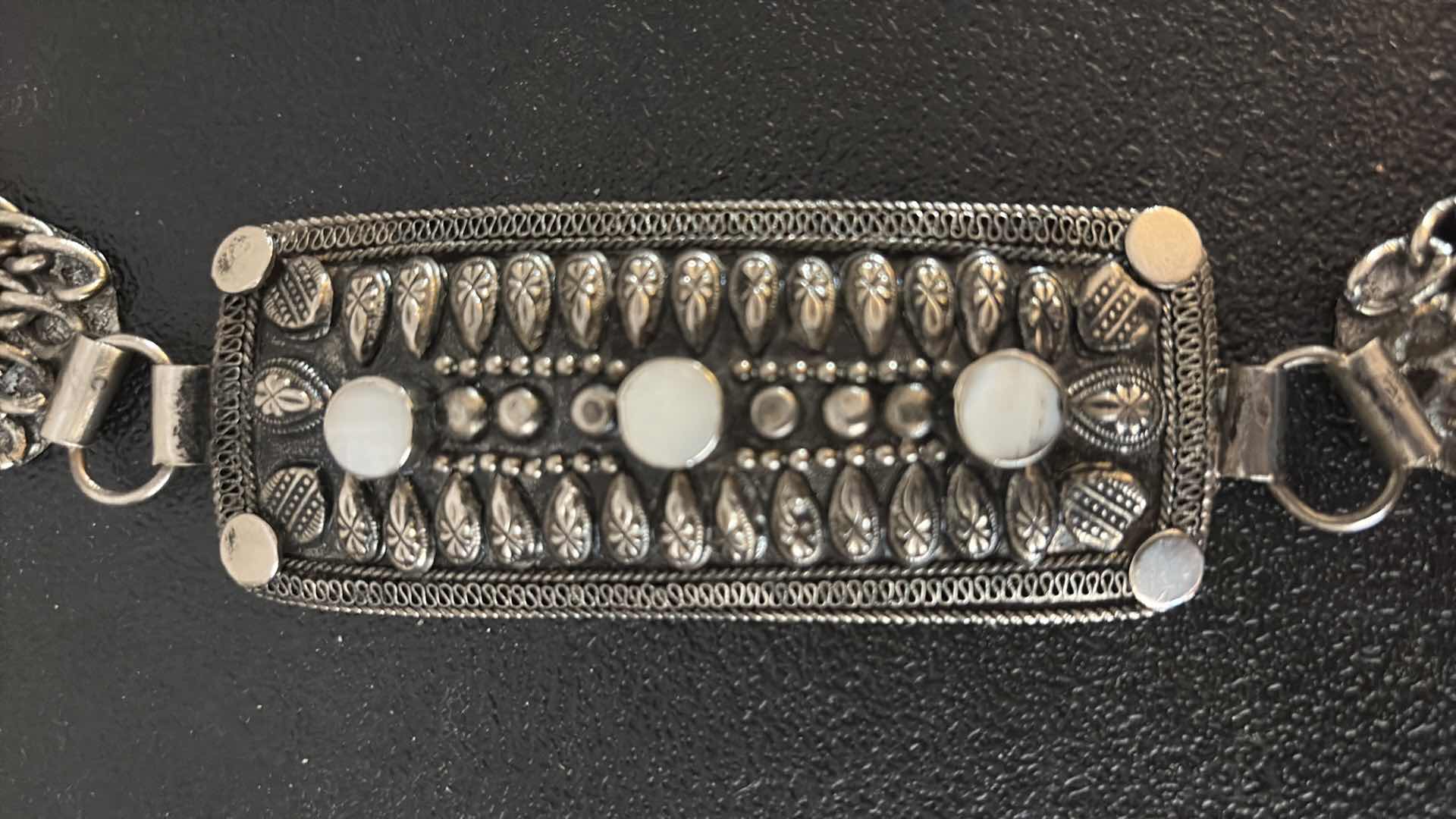 Photo 1 of SILVER METAL AND MOONSTONE BELT MADE IN INDIA 2”x45”