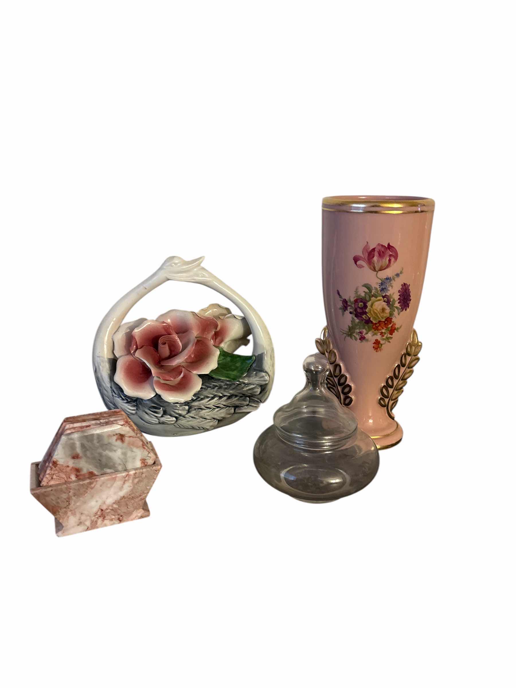 Photo 1 of PINK HOME DECOR COASTERS VASE CANDY DISH
