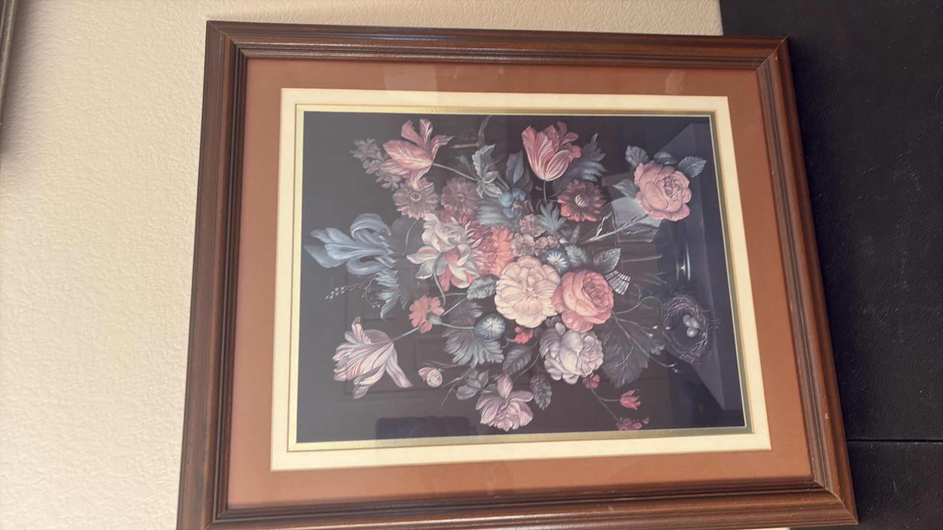 Photo 1 of DARK FLORAL FRAMED ART PRINT  18”X H23”
