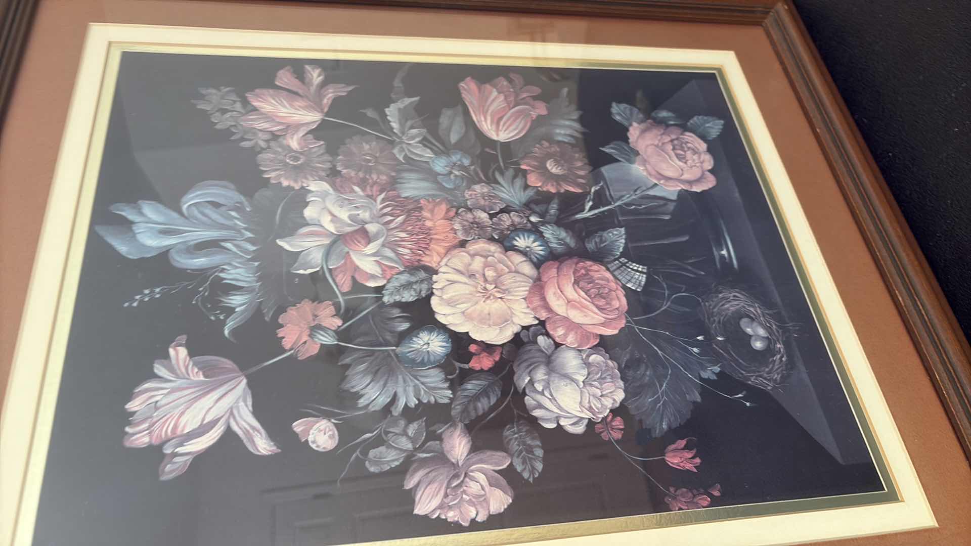 Photo 1 of DARK FLORAL FRAMED ART PRINT  18”X H23”