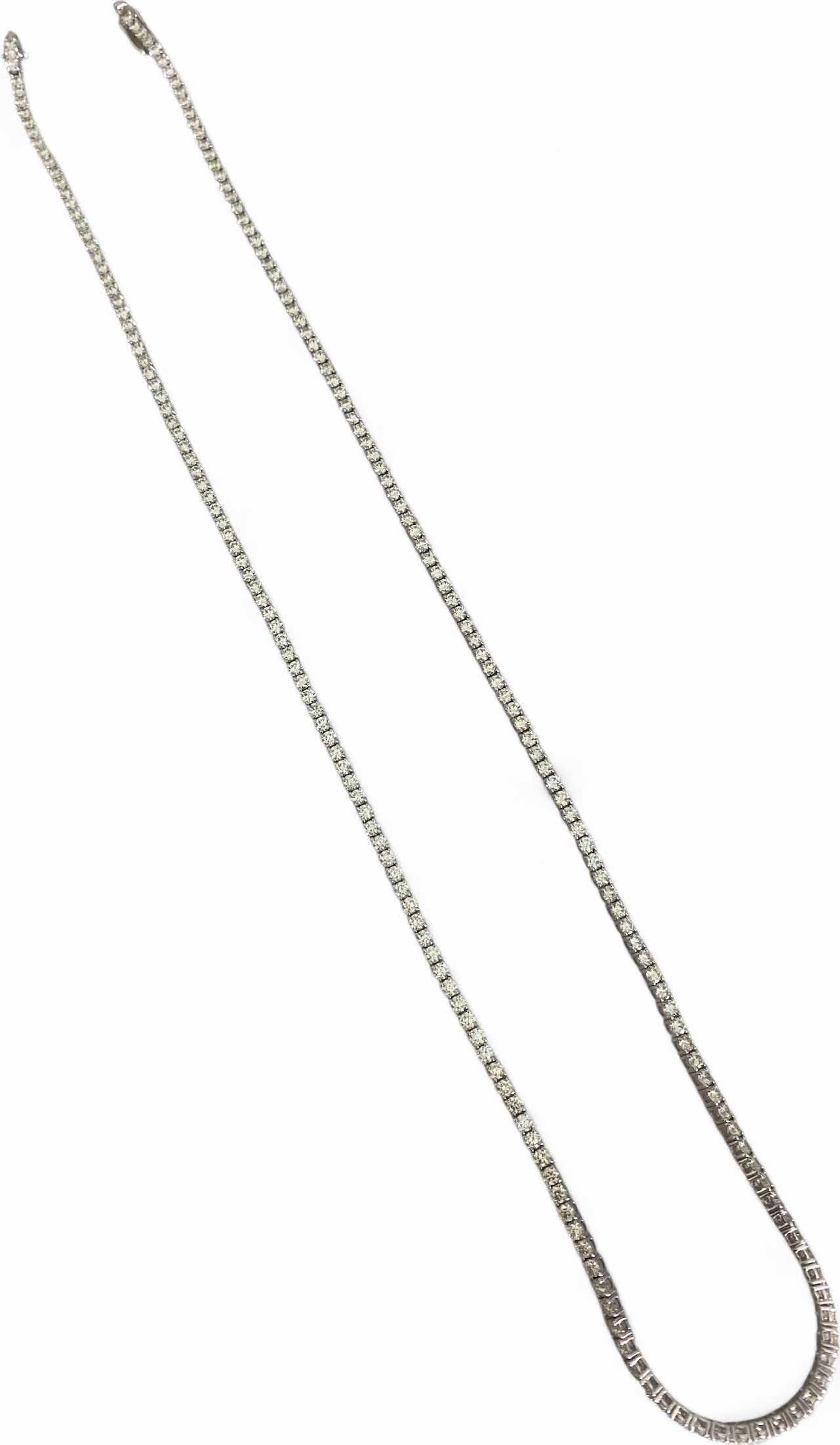 Photo 1 of 14K WHITE GOLD 17cwt DIAMOND TENNIS NECKLACE 24” 31 TTL G #3