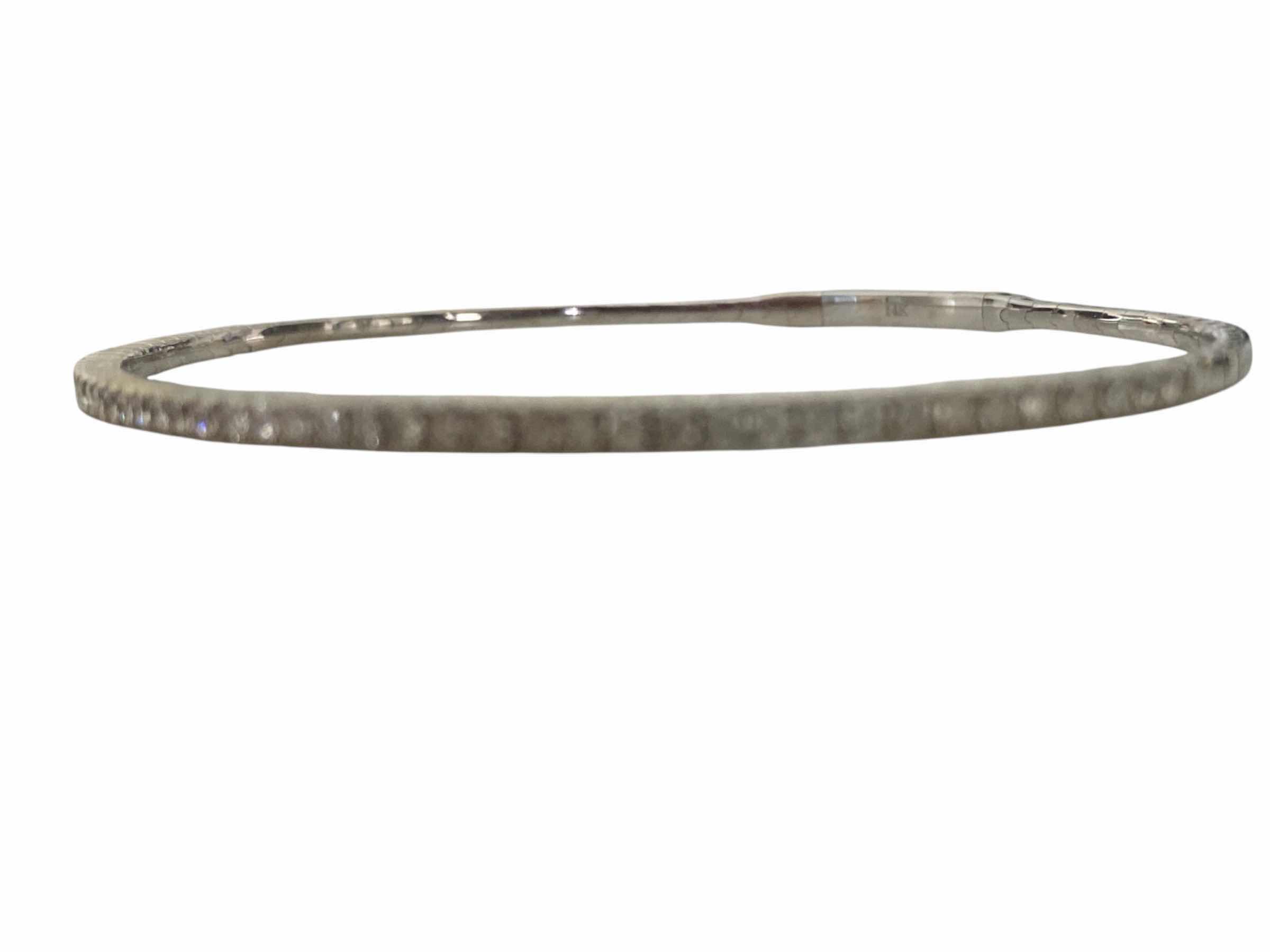 Photo 1 of 14K WHITE GOLD 1cwt DIAMOND FLEX BANGLE BRACELET 5.4 TTL G #2