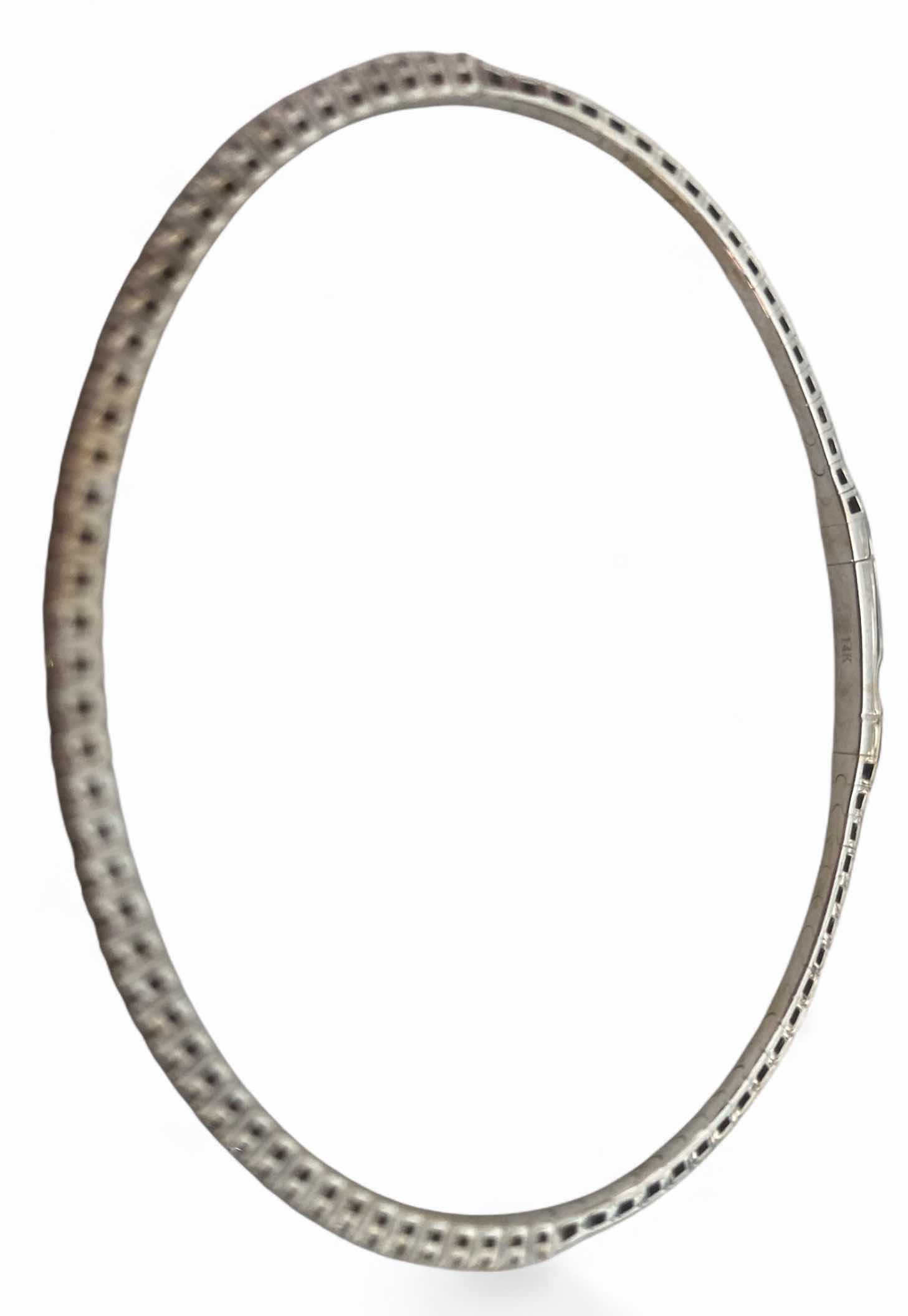 Photo 1 of 14K WHITE GOLD 1cwt DIAMOND FLEX BANGLE BRACELET 5.4 TTL G #2