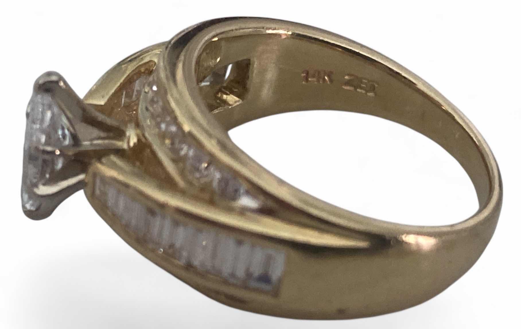 Photo 1 of 14K YELLOW GOLD w 0.60 MARQUEE DIAMOND 1.25 cwt DIAMONDS TOTAL 2cwt RING SIZE 6 3/4 7G #19