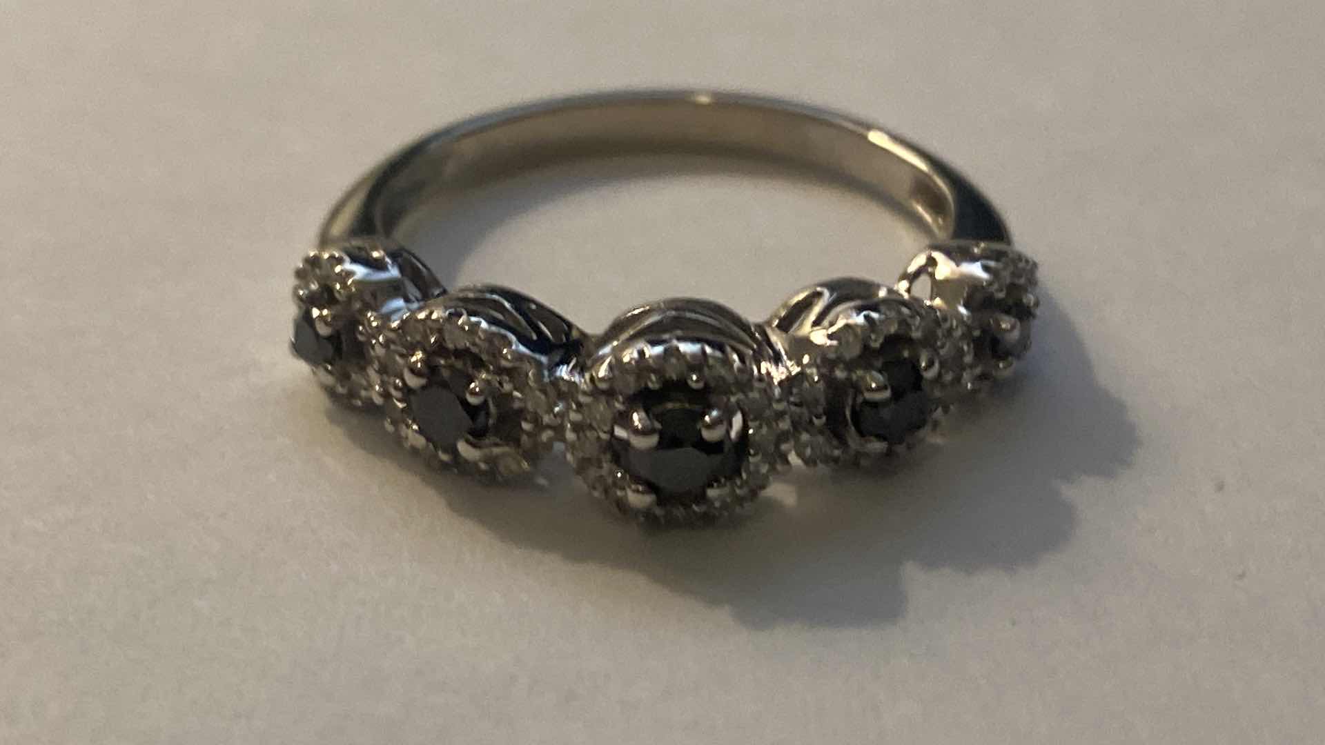 Photo 1 of 10K WHITE GOLD WITH .050ctw DIAMOND & 0.50ctw SAPPHIRE TTL3G RING SIZE 7  #34