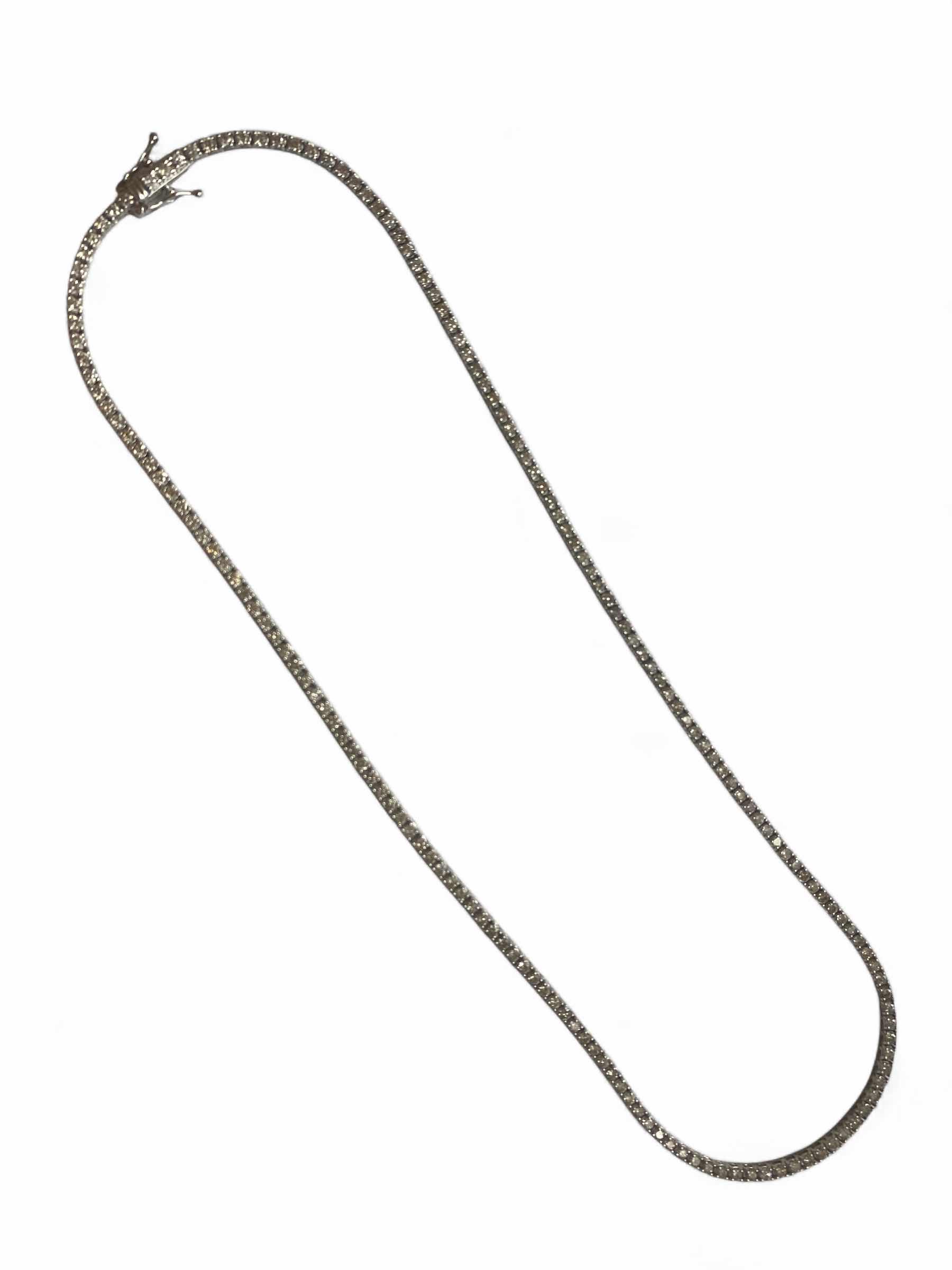 Photo 1 of 14K WHITE GOLD w 4ctw DIAMOND TENNIS NECKLACE 15 TTL G SIZE 16 1/2”  #4