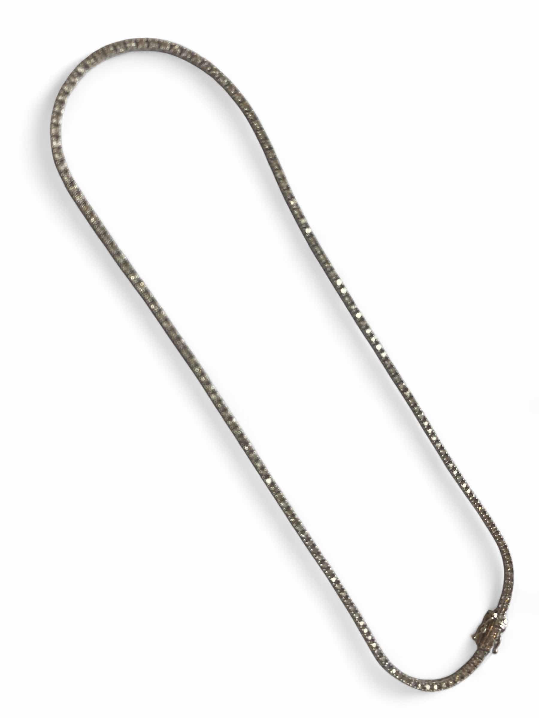 Photo 1 of 14K WHITE GOLD w 4ctw DIAMOND TENNIS NECKLACE 15 TTL G SIZE 16 1/2”  #4