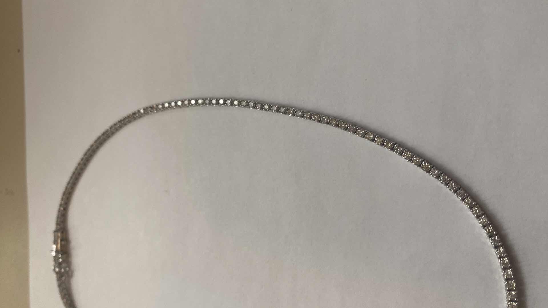 Photo 1 of 14K WHITE GOLD w 4ctw DIAMOND TENNIS NECKLACE 15 TTL G SIZE 16 1/2”  #4