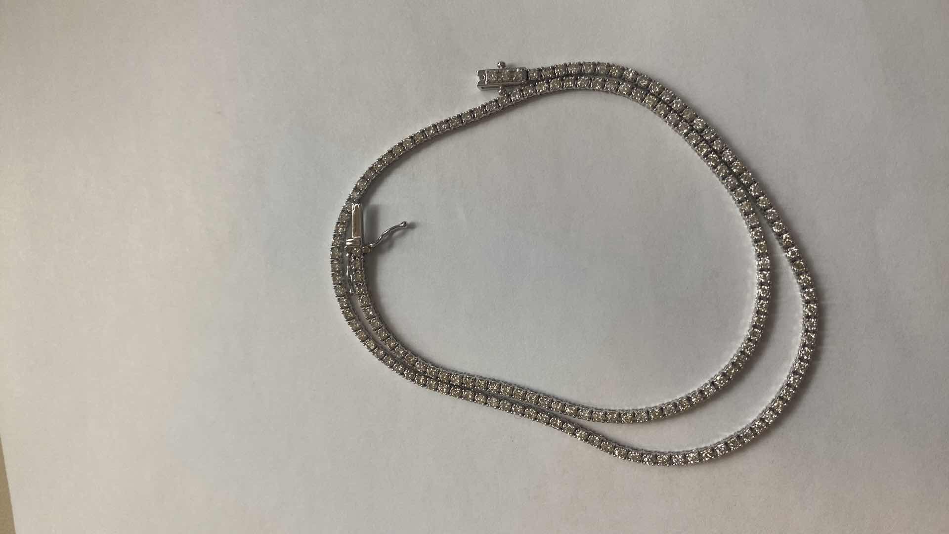 Photo 1 of 14K WHITE GOLD w 4ctw DIAMOND TENNIS NECKLACE 15 TTL G SIZE 16 1/2”  #4
