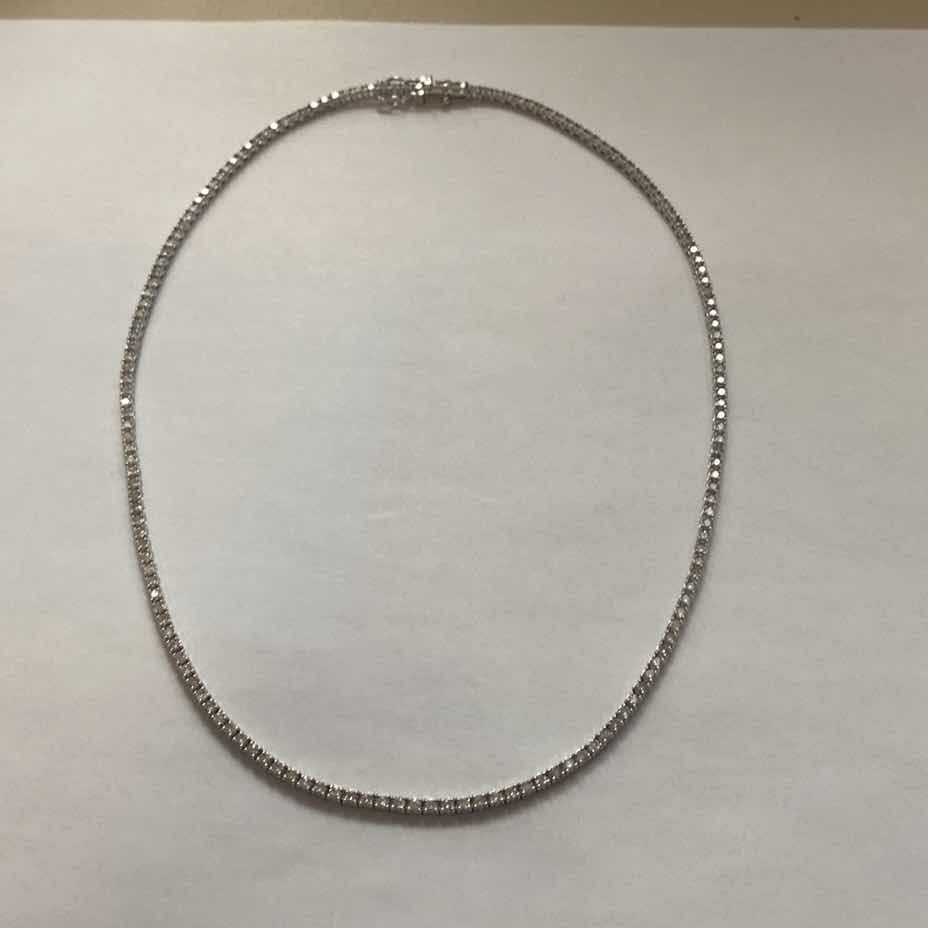 Photo 1 of 14K WHITE GOLD w 4ctw DIAMOND TENNIS NECKLACE 15 TTL G SIZE 16 1/2”  #4