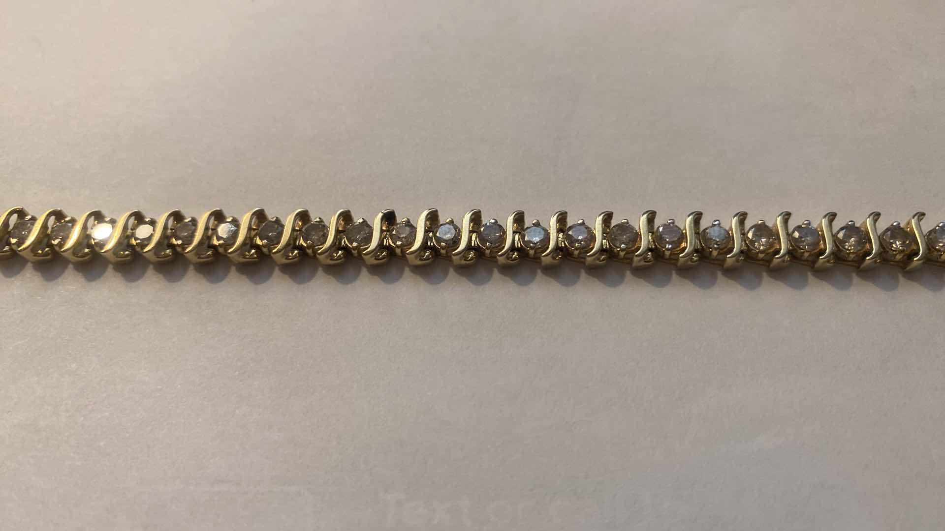Photo 1 of 14K YELLOW GOLD w 5.25cwt DIAMONDS TENNIS BRACELET 16 TTL G   LENGTH 7”  #11