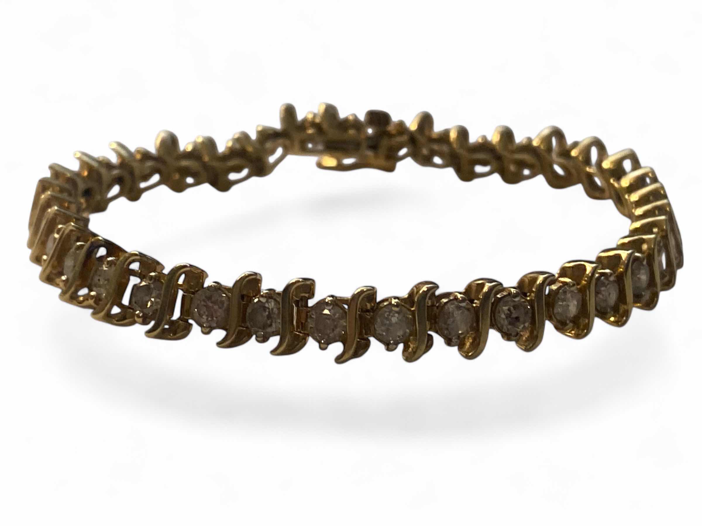 Photo 1 of 14K YELLOW GOLD w 5.25cwt DIAMONDS TENNIS BRACELET 16 TTL G   LENGTH 7”  #11