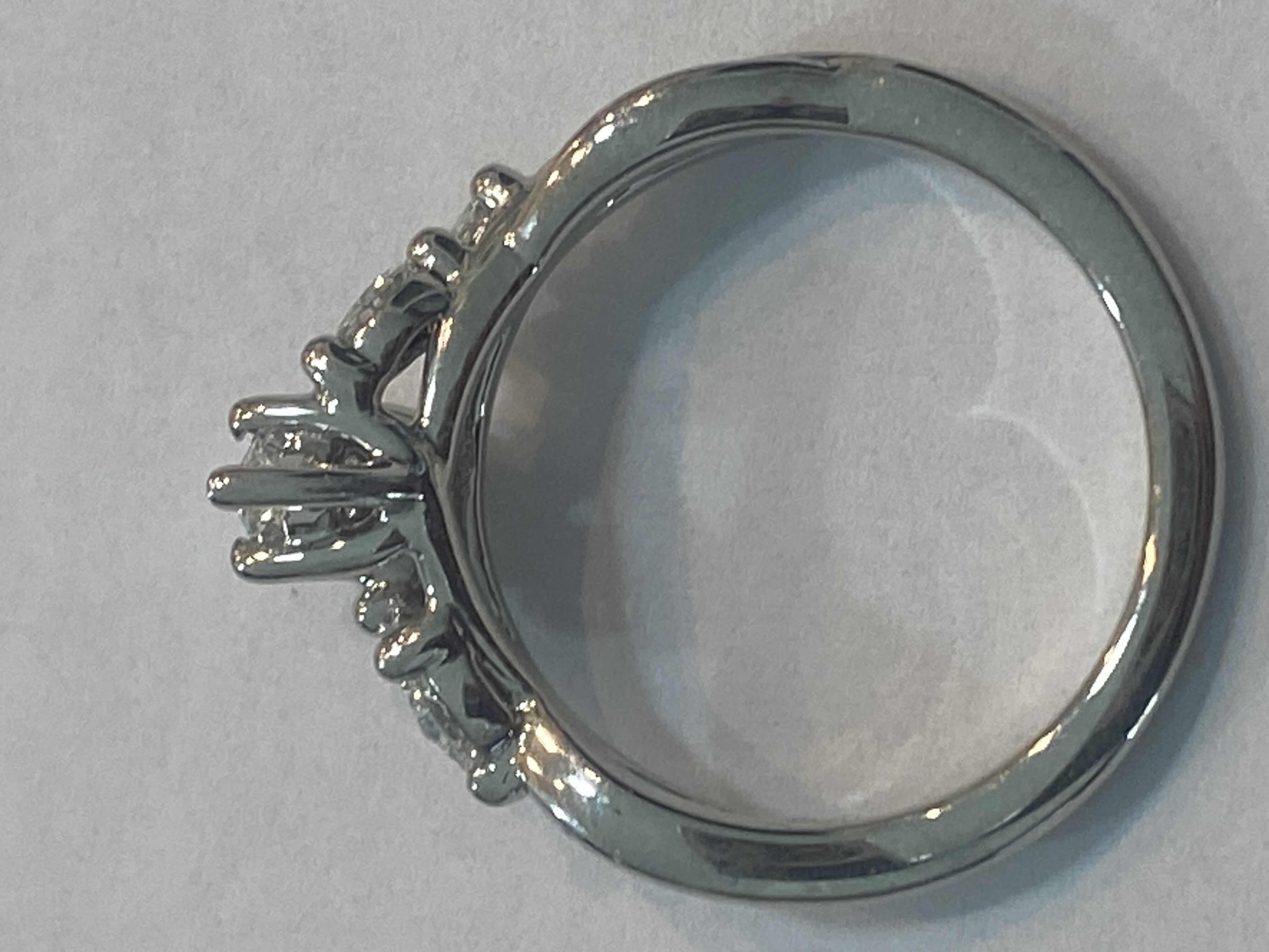 Photo 1 of 14K WHITE GOLD w 0.50cwt CENTER MARQUEE DIAMOND &  0.20ctw SIDE DIAMONDS RING 5G SIZE 5 1/2 #26