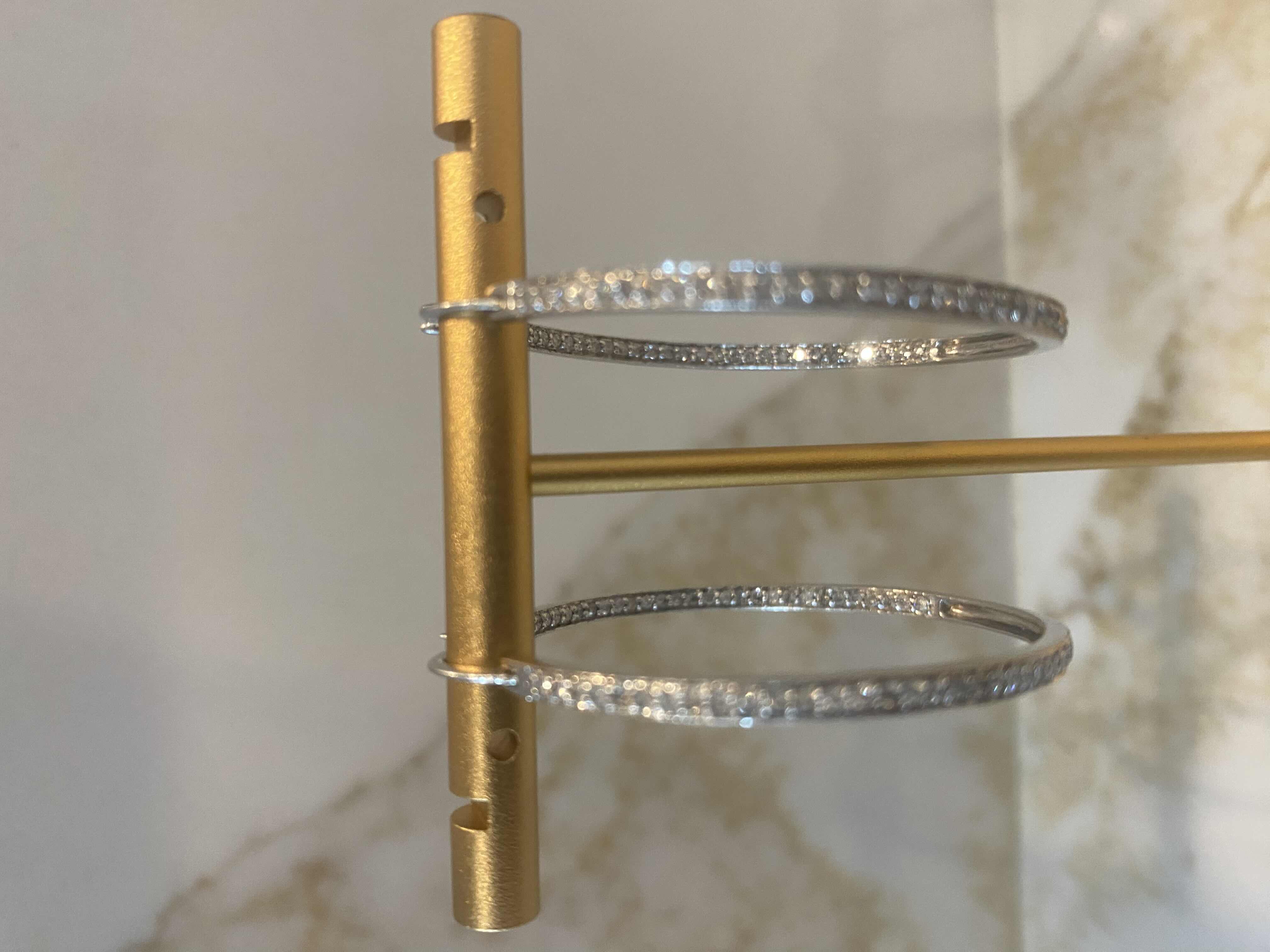Photo 1 of 14K WHITE GOLD w 2cwt DIAMOND HOOP EARRINGS 10.3 TTL G #16