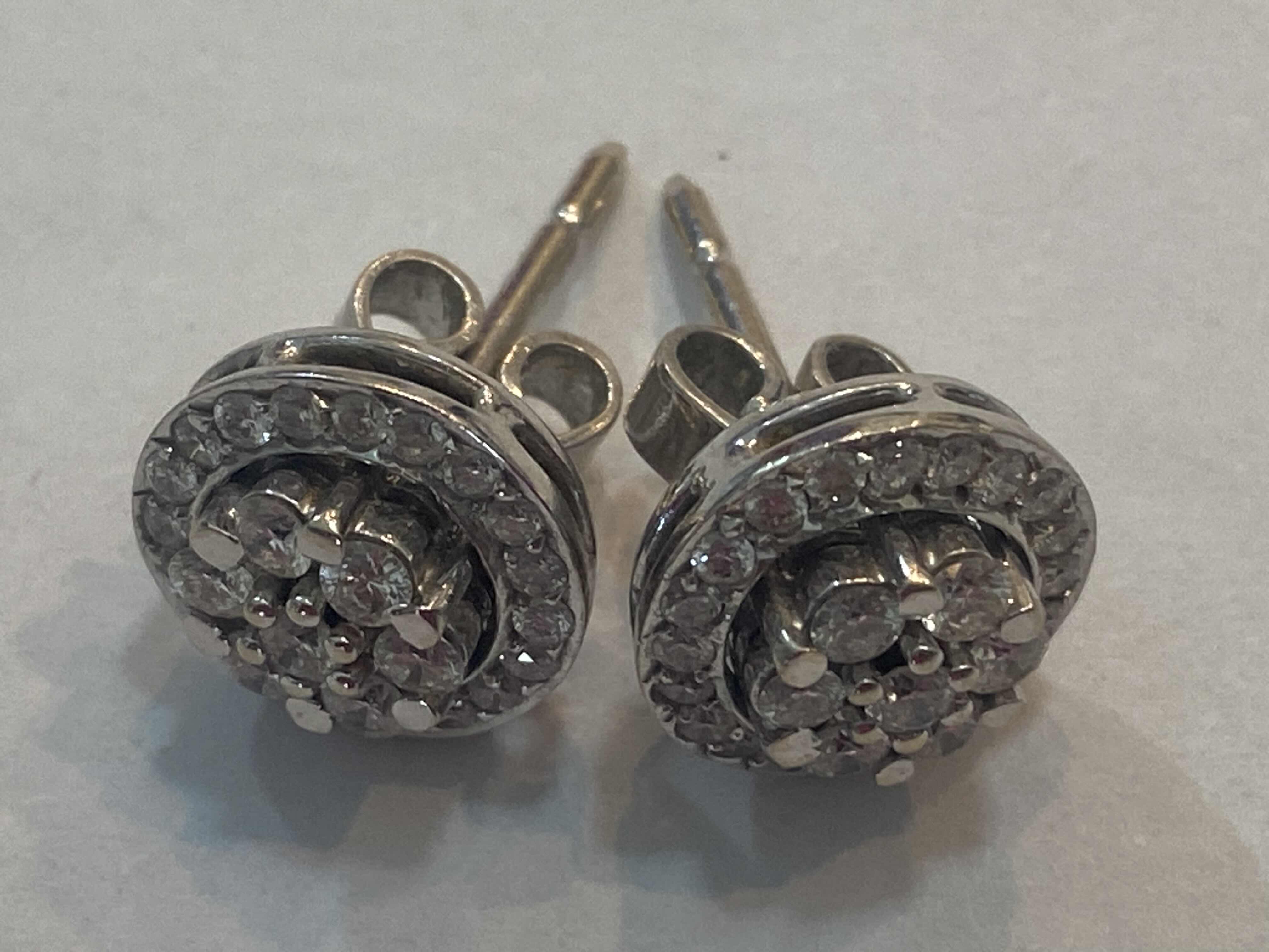 Photo 1 of 12K WHITE GOLD w 2cwt DIAMOND JACKET EARRINGS 6.5 TTL G #14