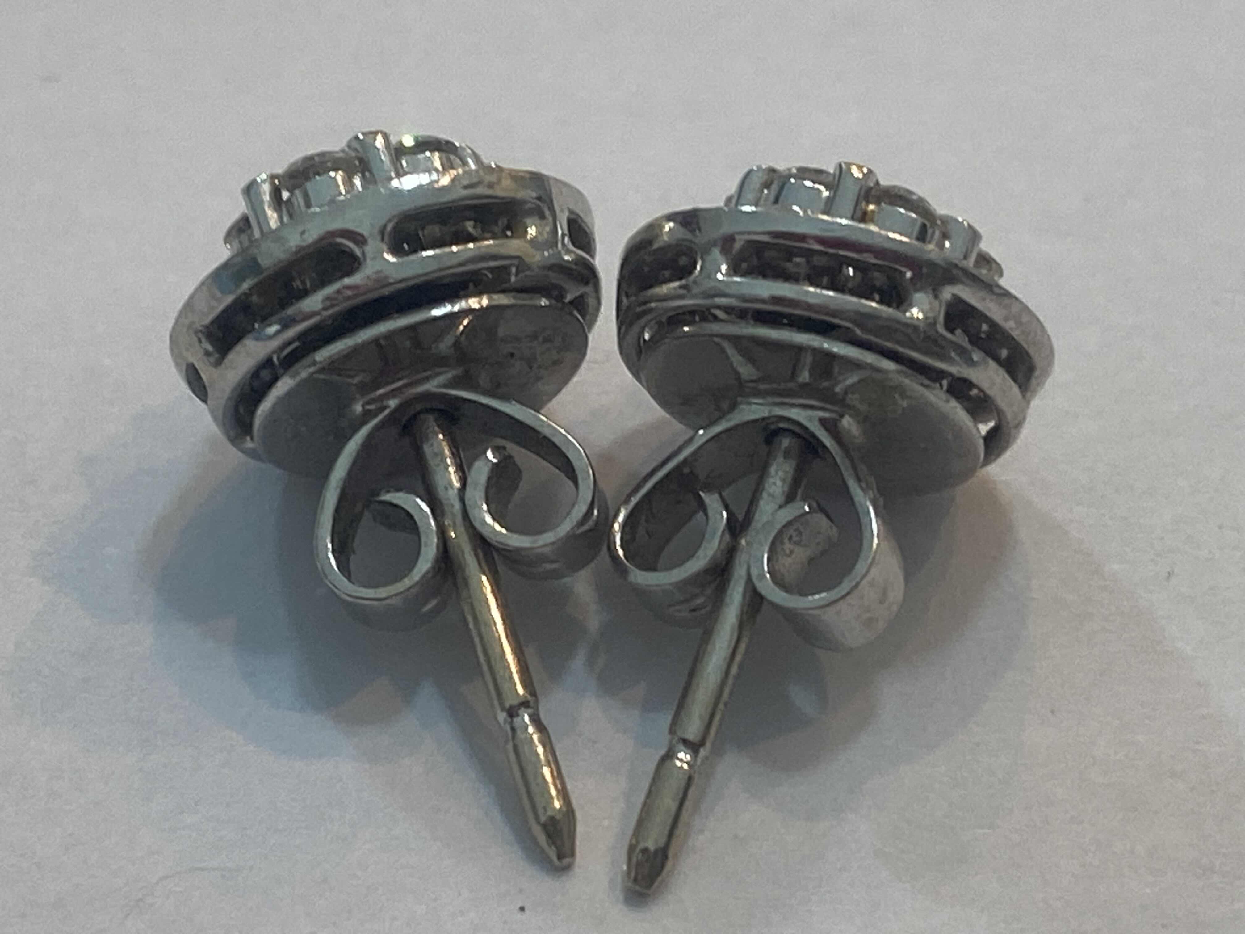 Photo 1 of 12K WHITE GOLD w 2cwt DIAMOND JACKET EARRINGS 6.5 TTL G #14
