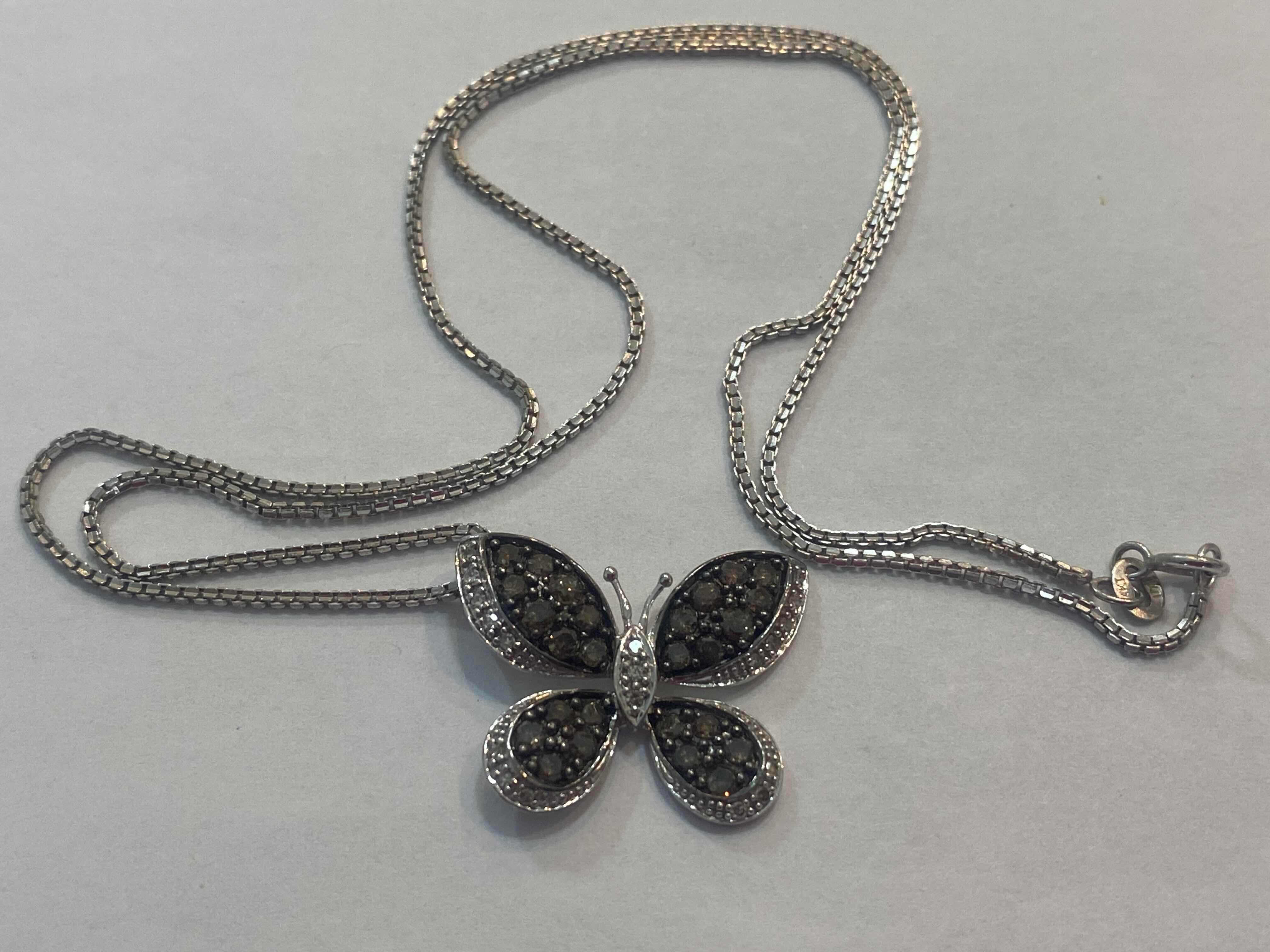 Photo 1 of 14K WHITE GOLD w 1cwt CHOCOLATE DIAMOND NECKLACE 6 G CHAIN 17”  #29