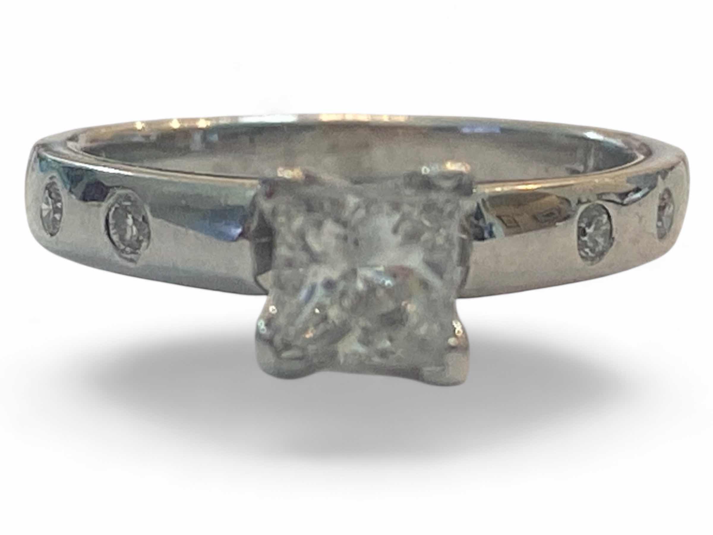 Photo 1 of 14K WHITE GOLD 0.60 PRINCESS CUT DIAMOND RING 3.6G SIZE 5 3/4 #23