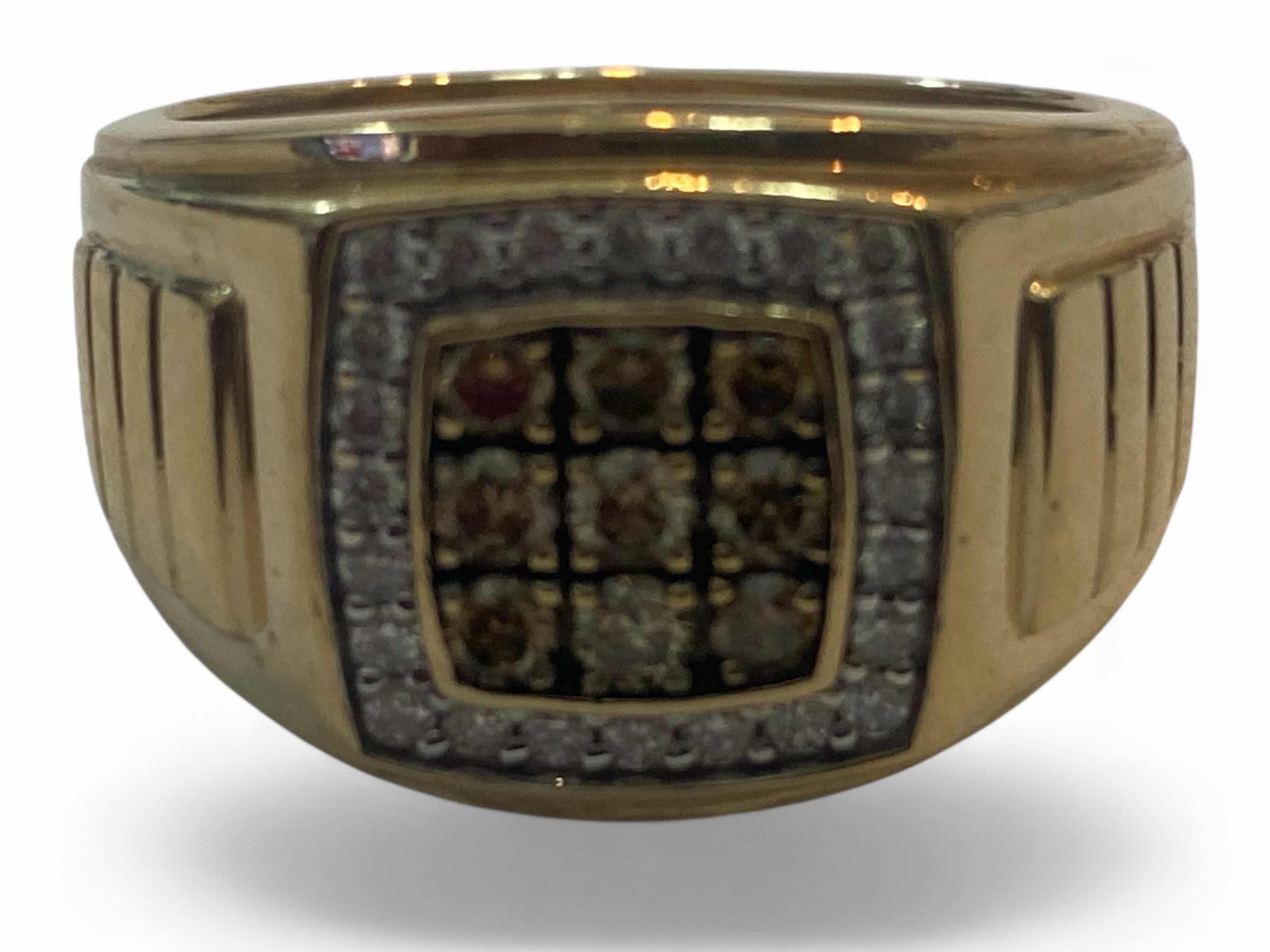 Photo 1 of 10K YELLOW GOLD.050cwt BROWN DIAMONDS 0.25cwt WHITE DIAMONDS RING 8G SIZE 10 #32